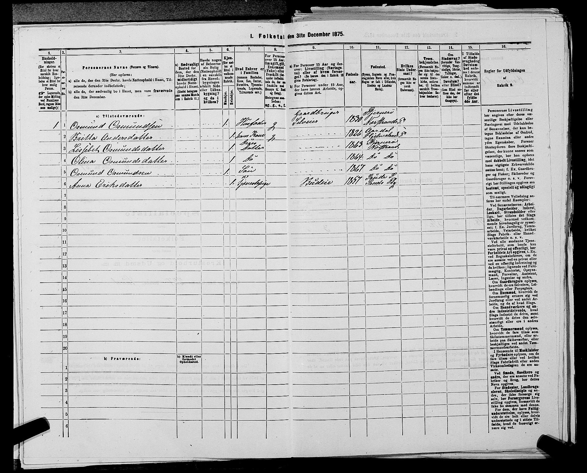 SAST, Folketelling 1875 for 1139P Nedstrand prestegjeld, 1875, s. 697