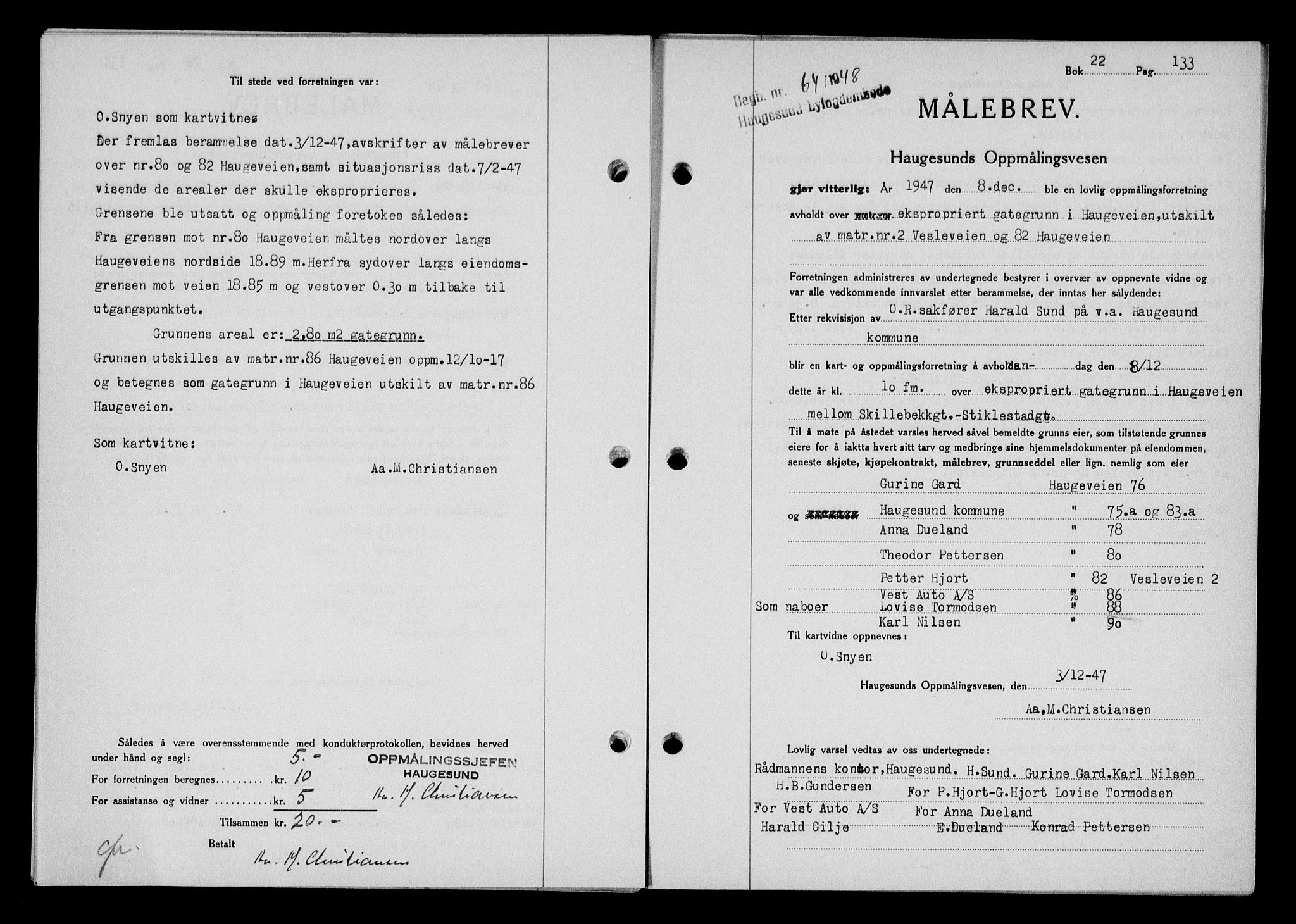 Haugesund tingrett, SAST/A-101415/01/II/IIC/L0063: Pantebok nr. A 4, 1946-1948, Dagboknr: 64/1948