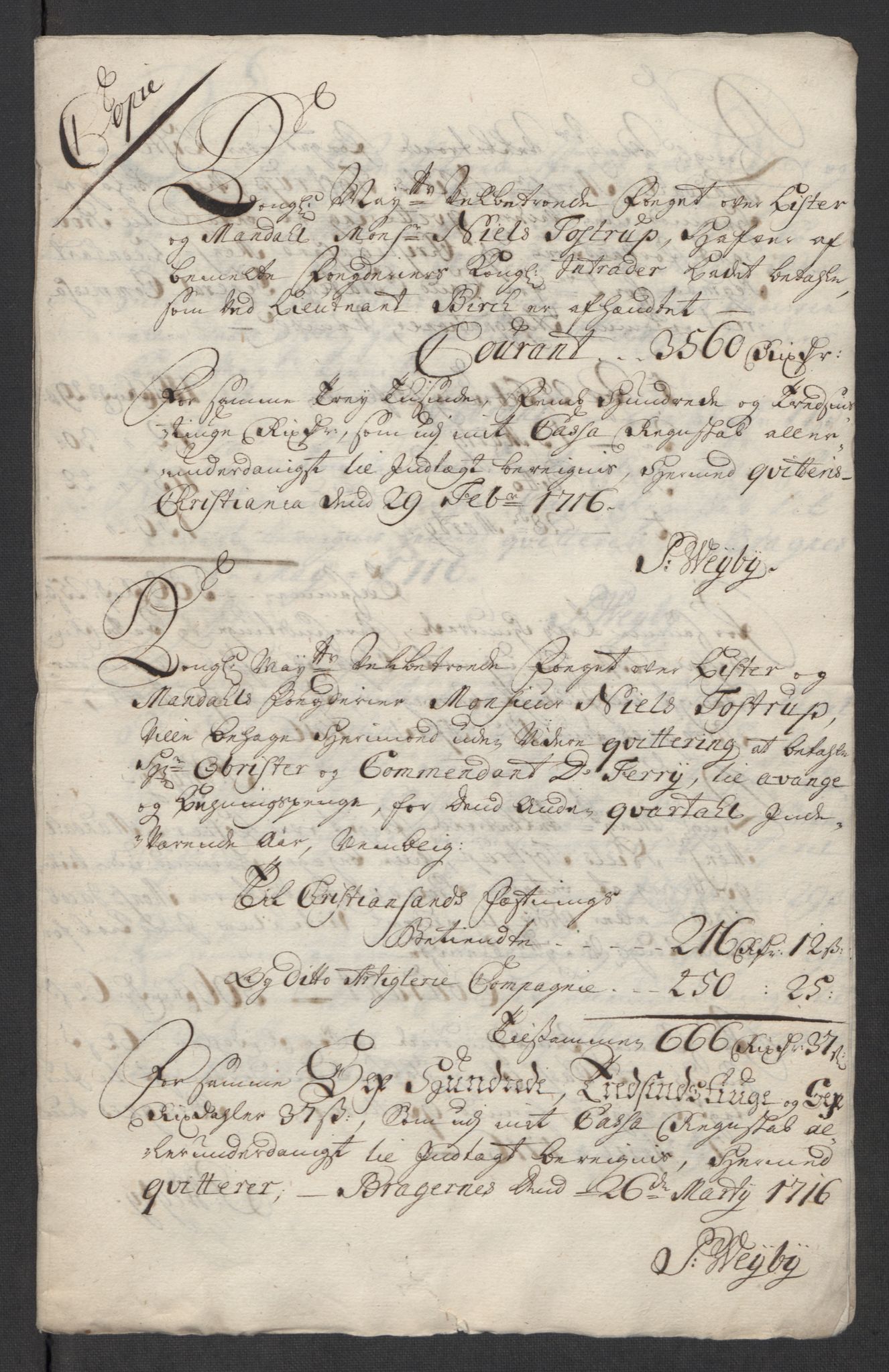 Rentekammeret inntil 1814, Reviderte regnskaper, Fogderegnskap, AV/RA-EA-4092/R43/L2560: Fogderegnskap Lista og Mandal, 1716, s. 276