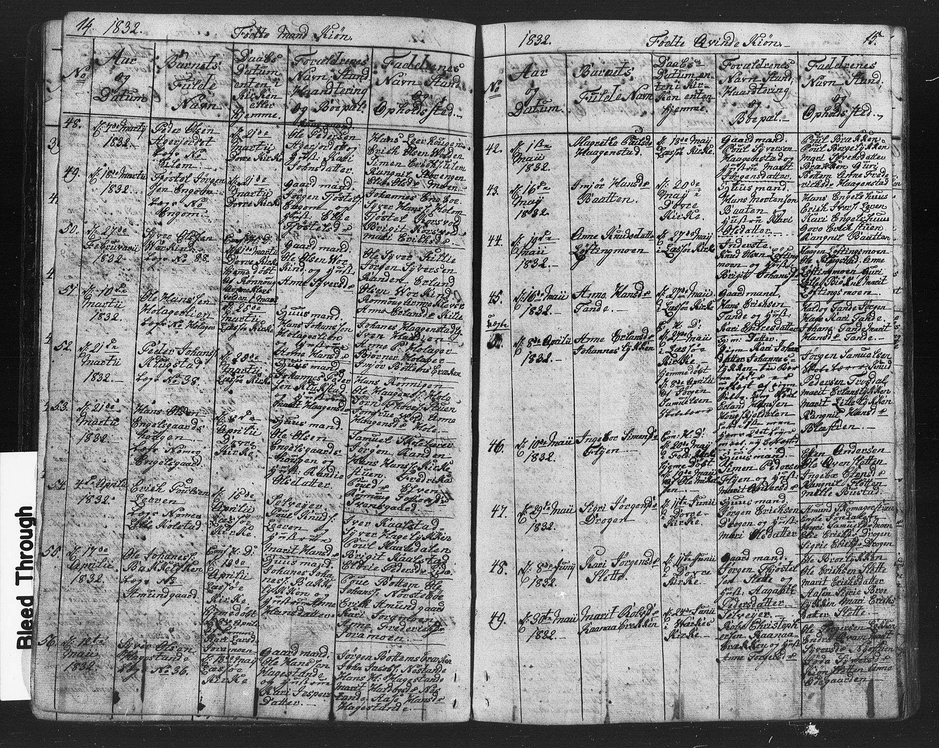Lesja prestekontor, AV/SAH-PREST-068/H/Ha/Hab/L0002: Klokkerbok nr. 2, 1832-1850, s. 14-15