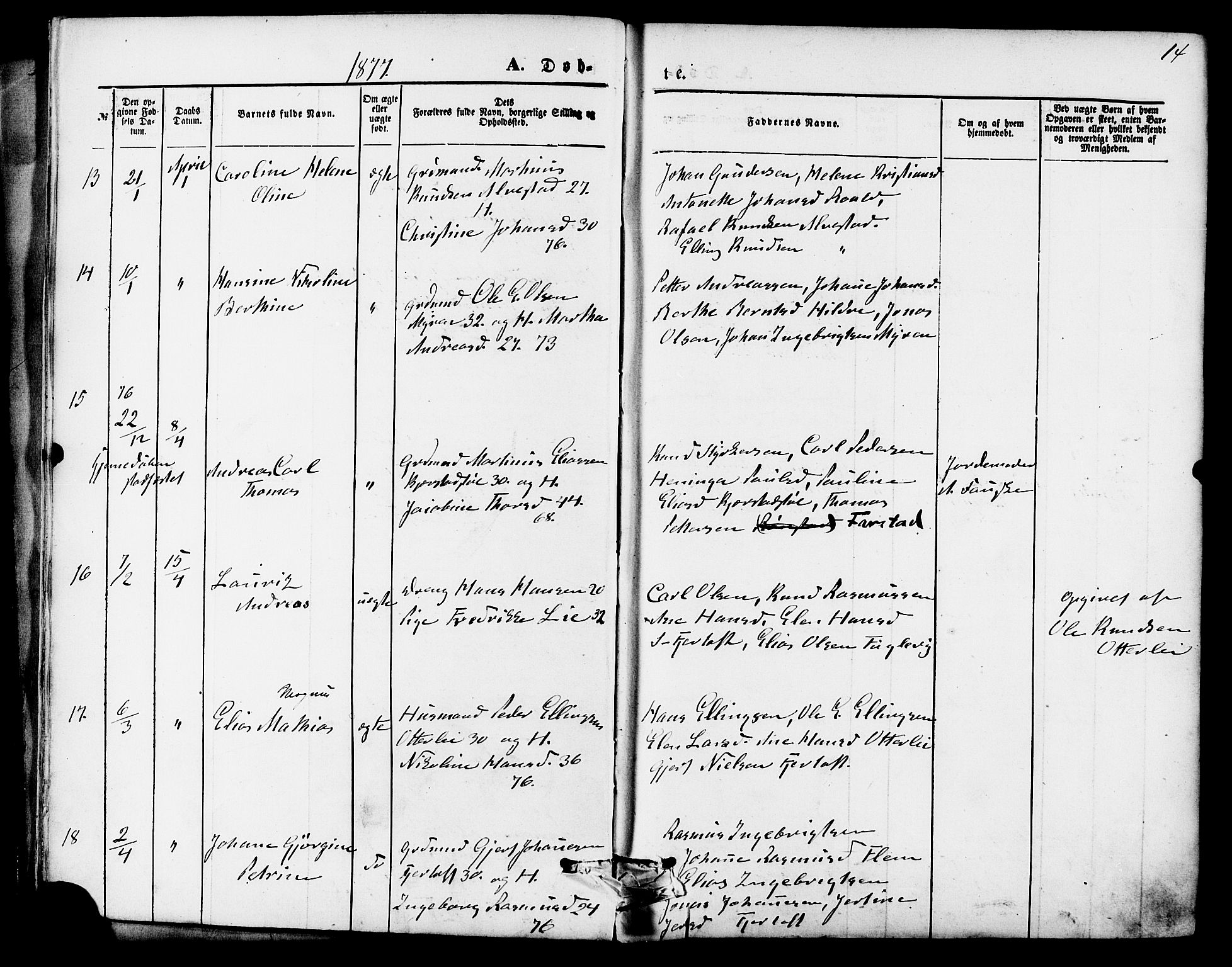 Ministerialprotokoller, klokkerbøker og fødselsregistre - Møre og Romsdal, AV/SAT-A-1454/536/L0500: Ministerialbok nr. 536A09, 1876-1889, s. 14