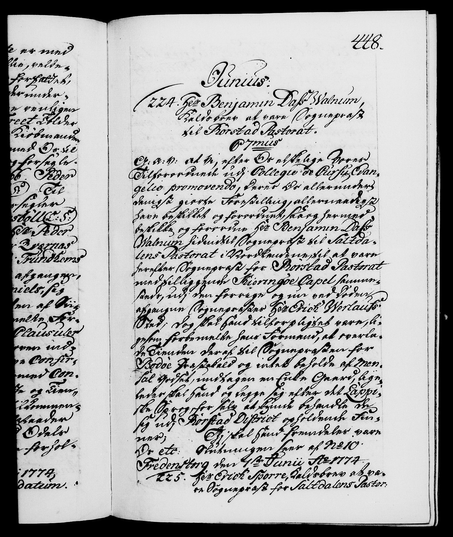 Danske Kanselli 1572-1799, RA/EA-3023/F/Fc/Fca/Fcaa/L0046: Norske registre, 1773-1775, s. 448a