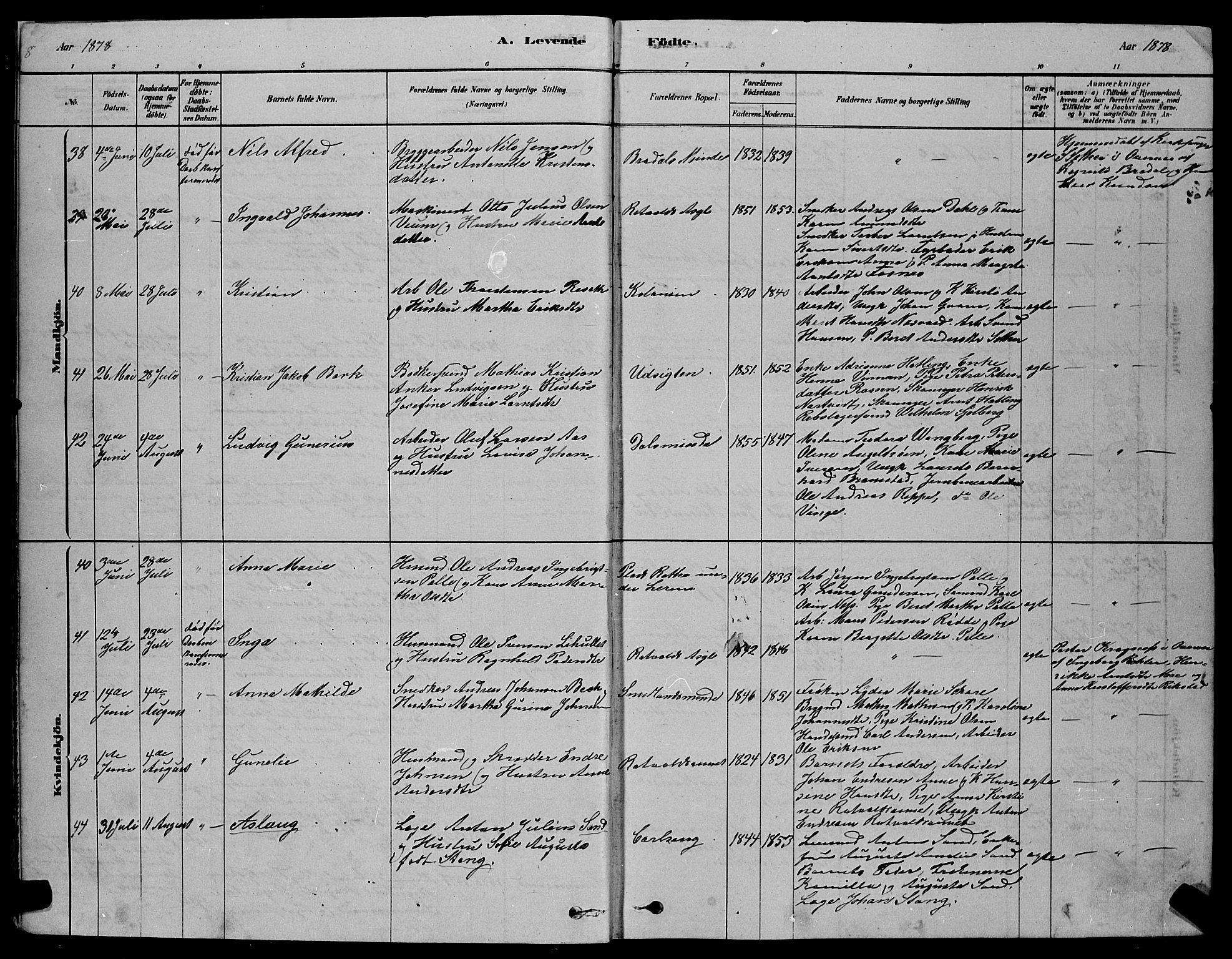 Ministerialprotokoller, klokkerbøker og fødselsregistre - Sør-Trøndelag, SAT/A-1456/606/L0312: Klokkerbok nr. 606C08, 1878-1894, s. 8