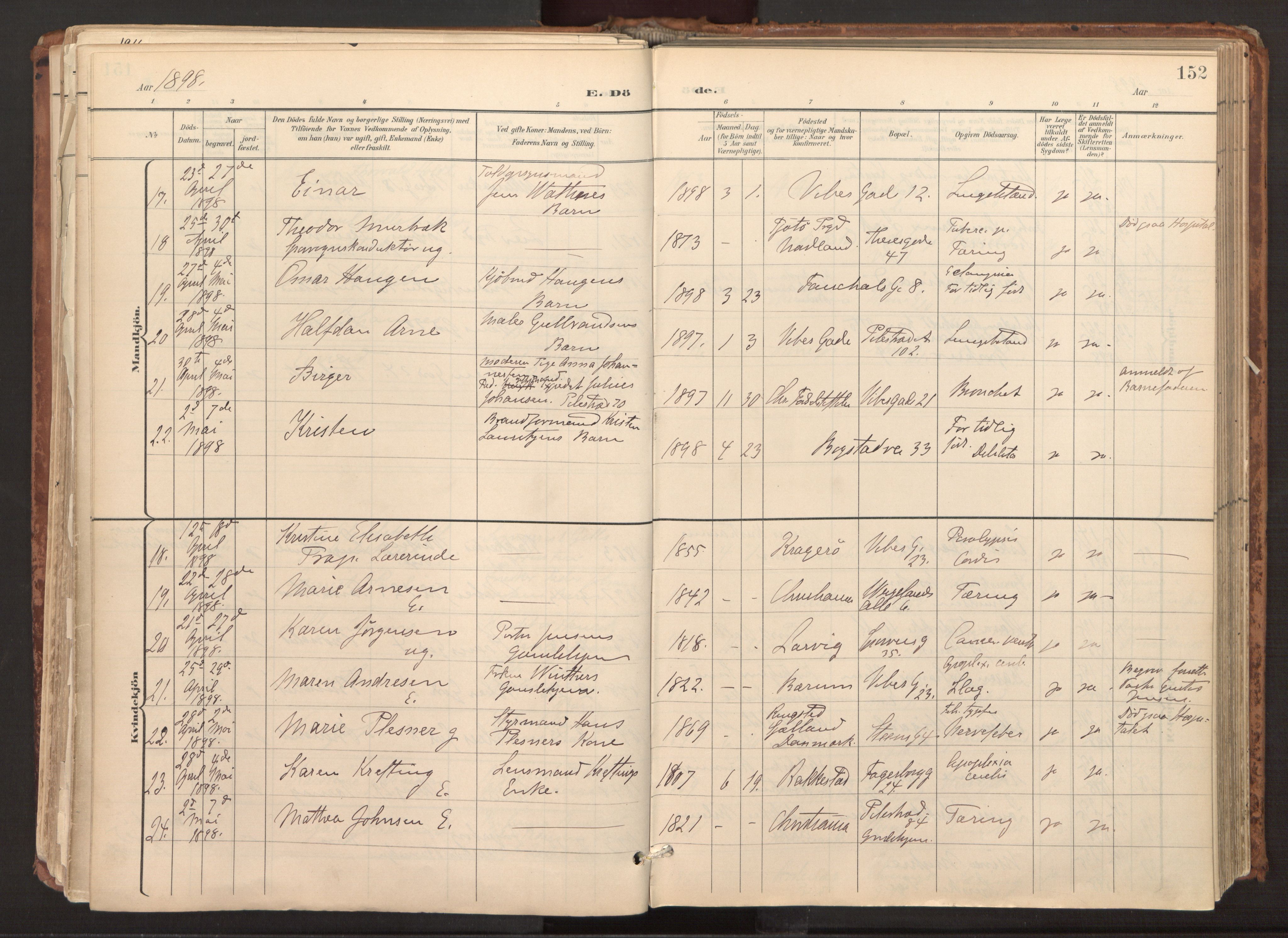 Fagerborg prestekontor Kirkebøker, AV/SAO-A-10844/F/Fa/L0003: Ministerialbok nr. 3, 1898-1916, s. 152