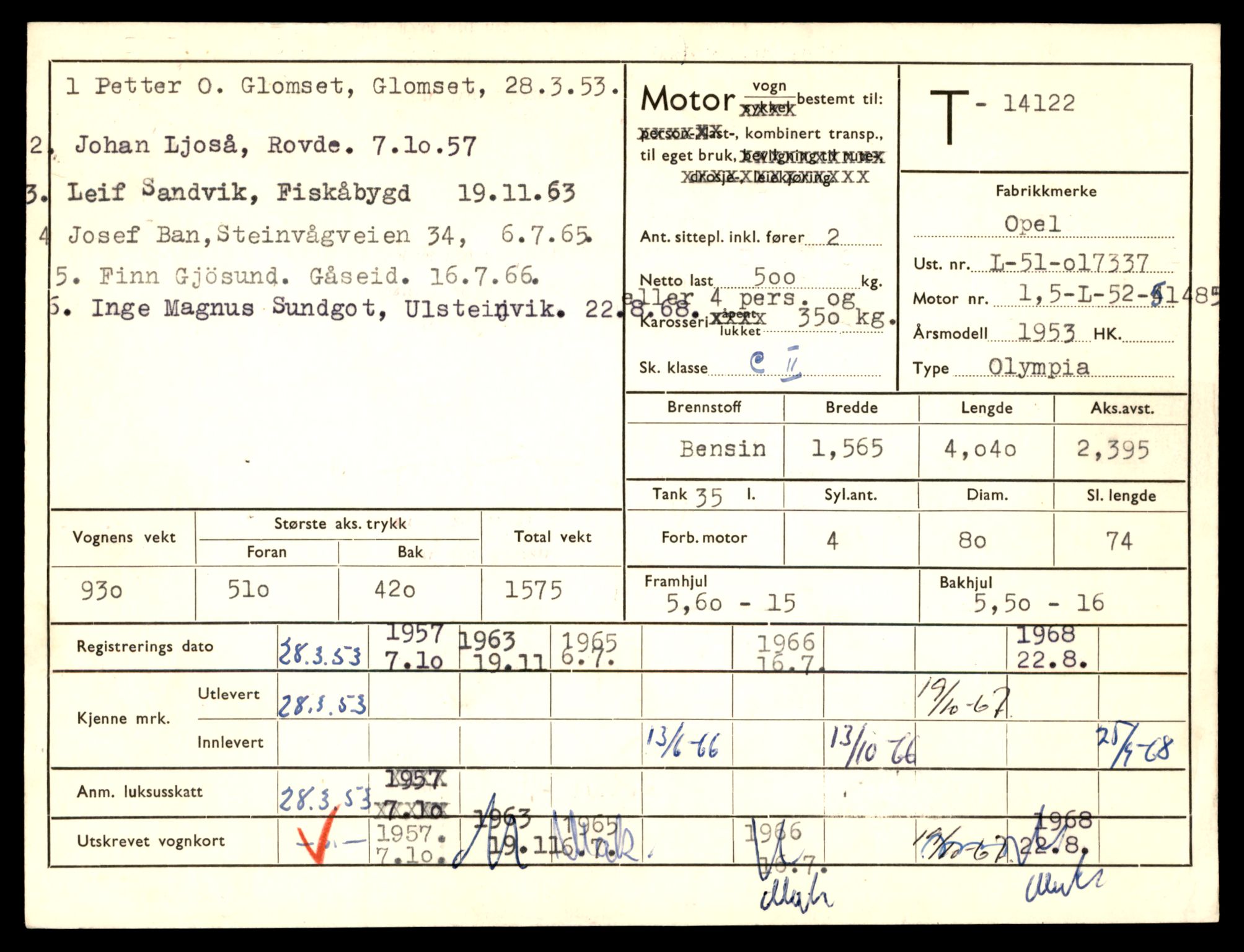 Møre og Romsdal vegkontor - Ålesund trafikkstasjon, AV/SAT-A-4099/F/Fe/L0043: Registreringskort for kjøretøy T 14080 - T 14204, 1927-1998, s. 1143