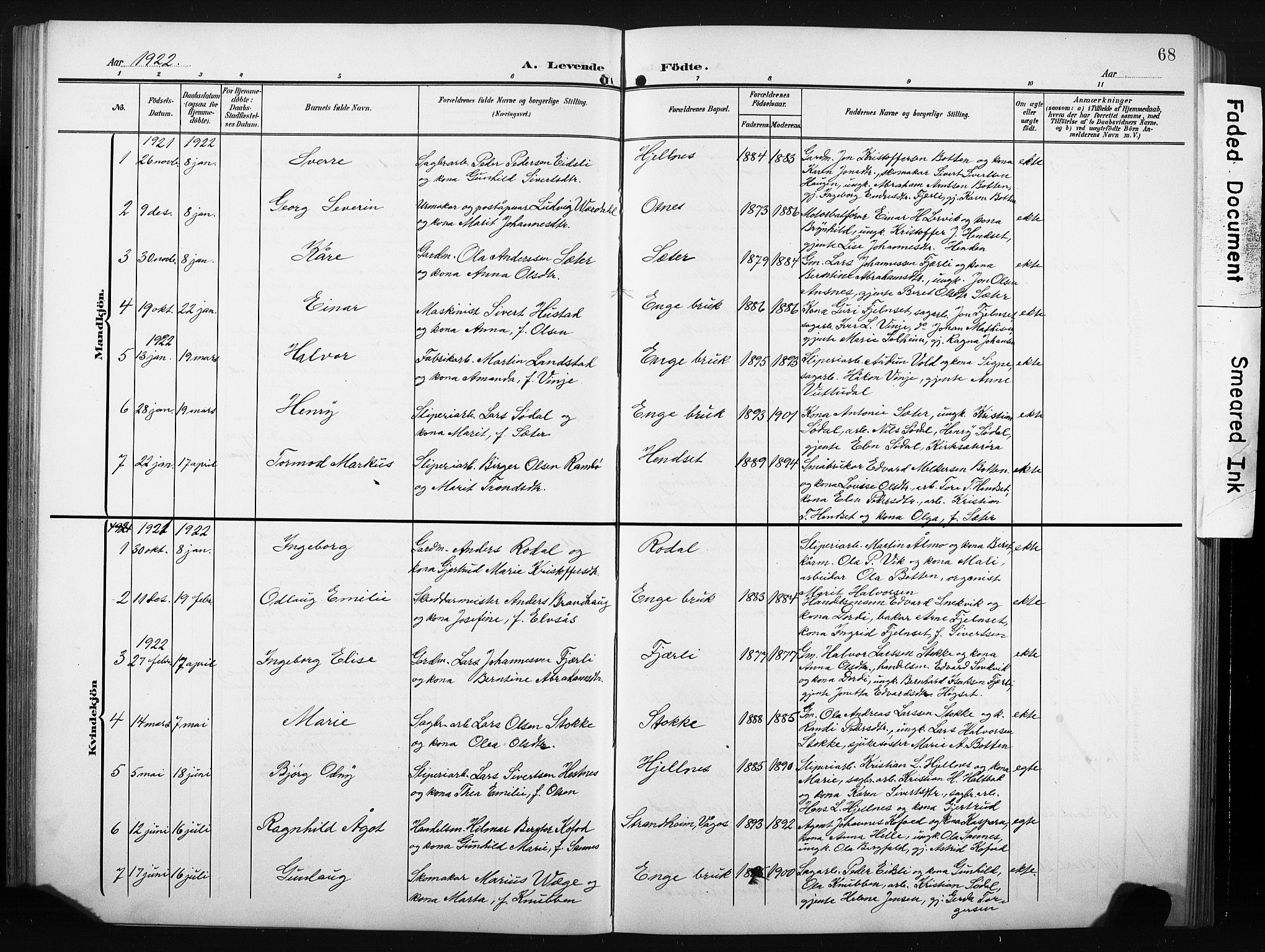 Ministerialprotokoller, klokkerbøker og fødselsregistre - Møre og Romsdal, SAT/A-1454/580/L0927: Klokkerbok nr. 580C02, 1904-1932, s. 68