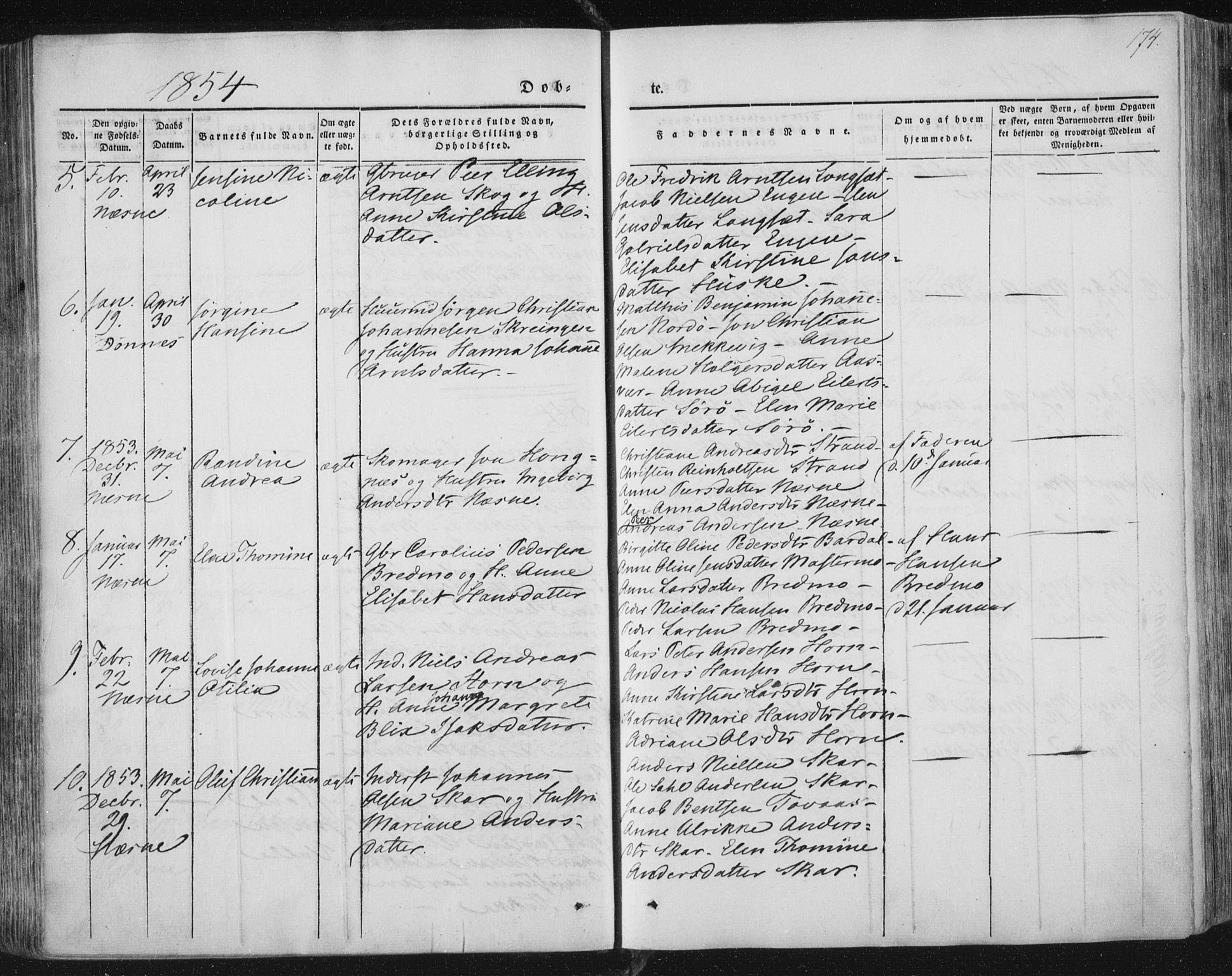 Ministerialprotokoller, klokkerbøker og fødselsregistre - Nordland, AV/SAT-A-1459/838/L0549: Ministerialbok nr. 838A07, 1840-1854, s. 174