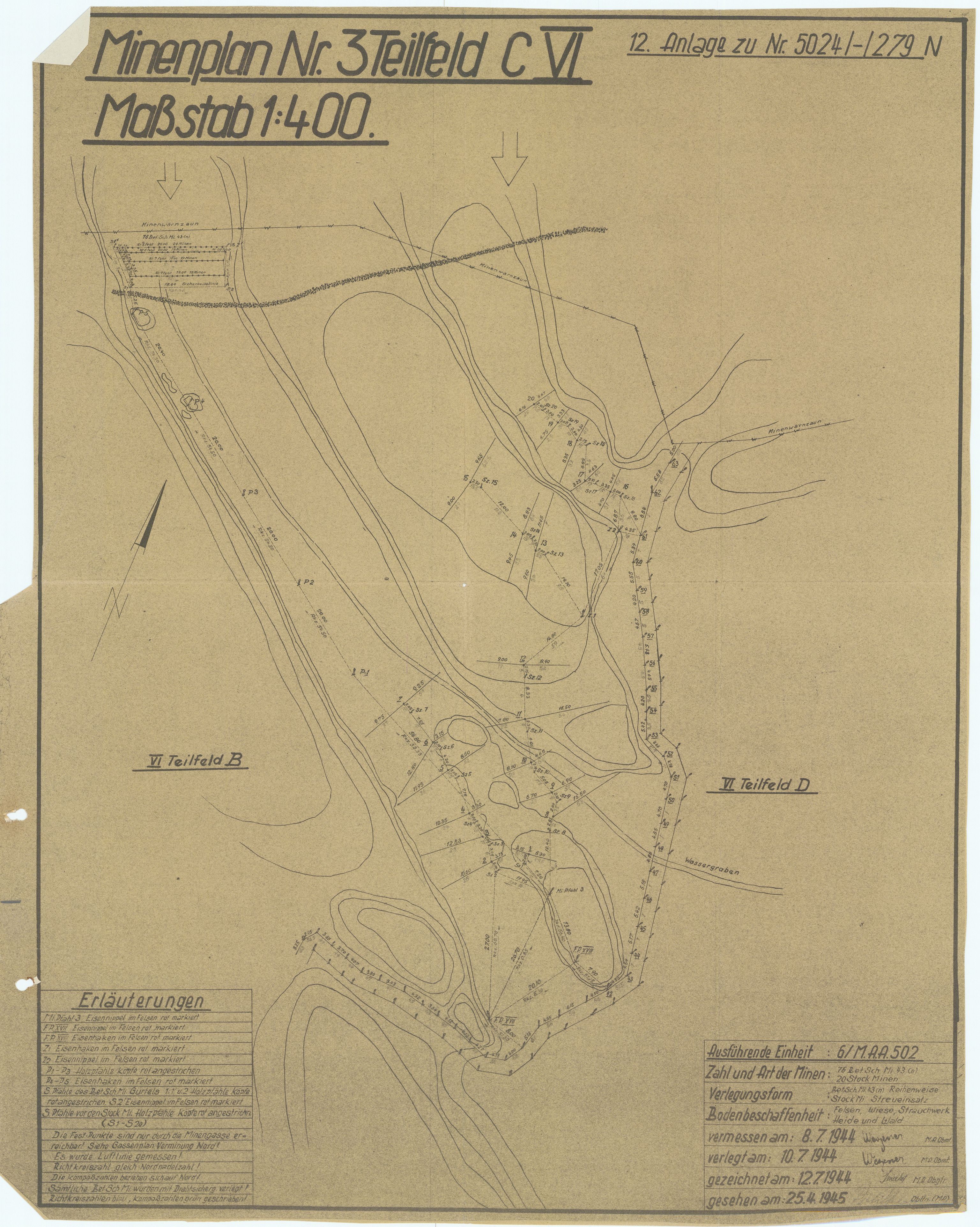 Forsvaret, Sørlandet sjøforsvarsdistrikt, RA/RAFA-3266/F/Fb/Fbf/L0323: Tyske landminefelter, 1945, s. 138