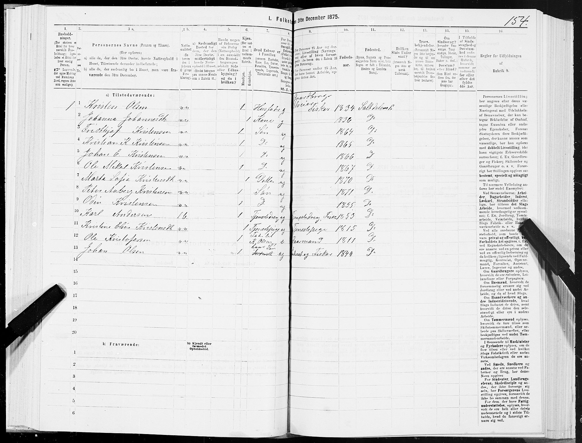 SAT, Folketelling 1875 for 1840P Saltdal prestegjeld, 1875, s. 1154