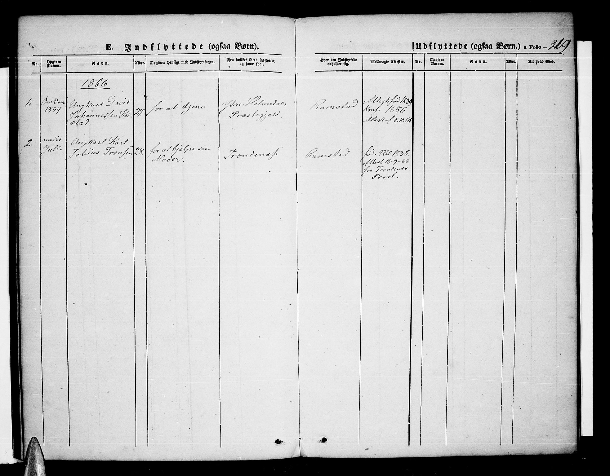 Ministerialprotokoller, klokkerbøker og fødselsregistre - Nordland, SAT/A-1459/865/L0929: Klokkerbok nr. 865C01, 1840-1866, s. 269