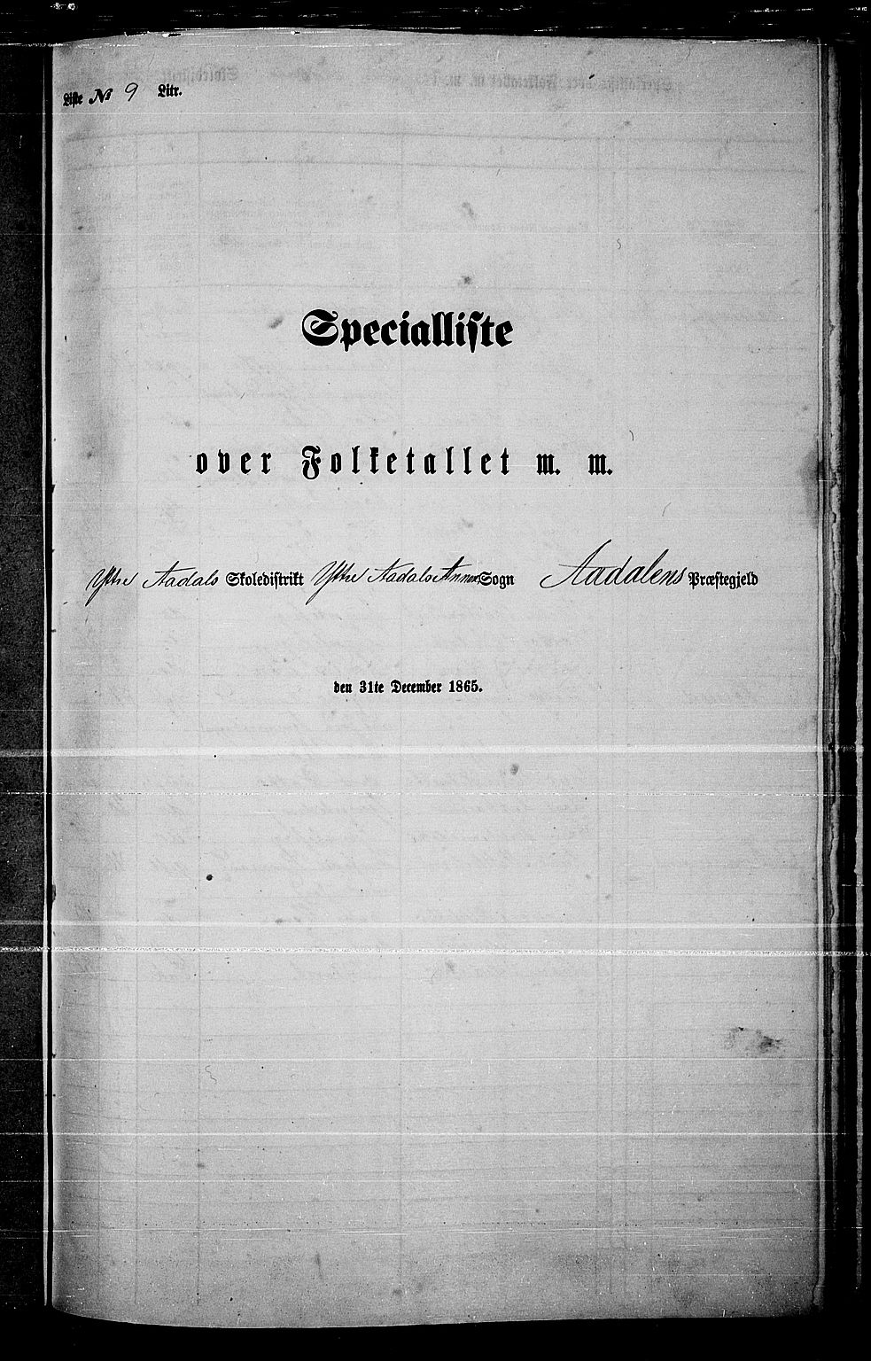 RA, Folketelling 1865 for 0614P Ådal prestegjeld, 1865, s. 87