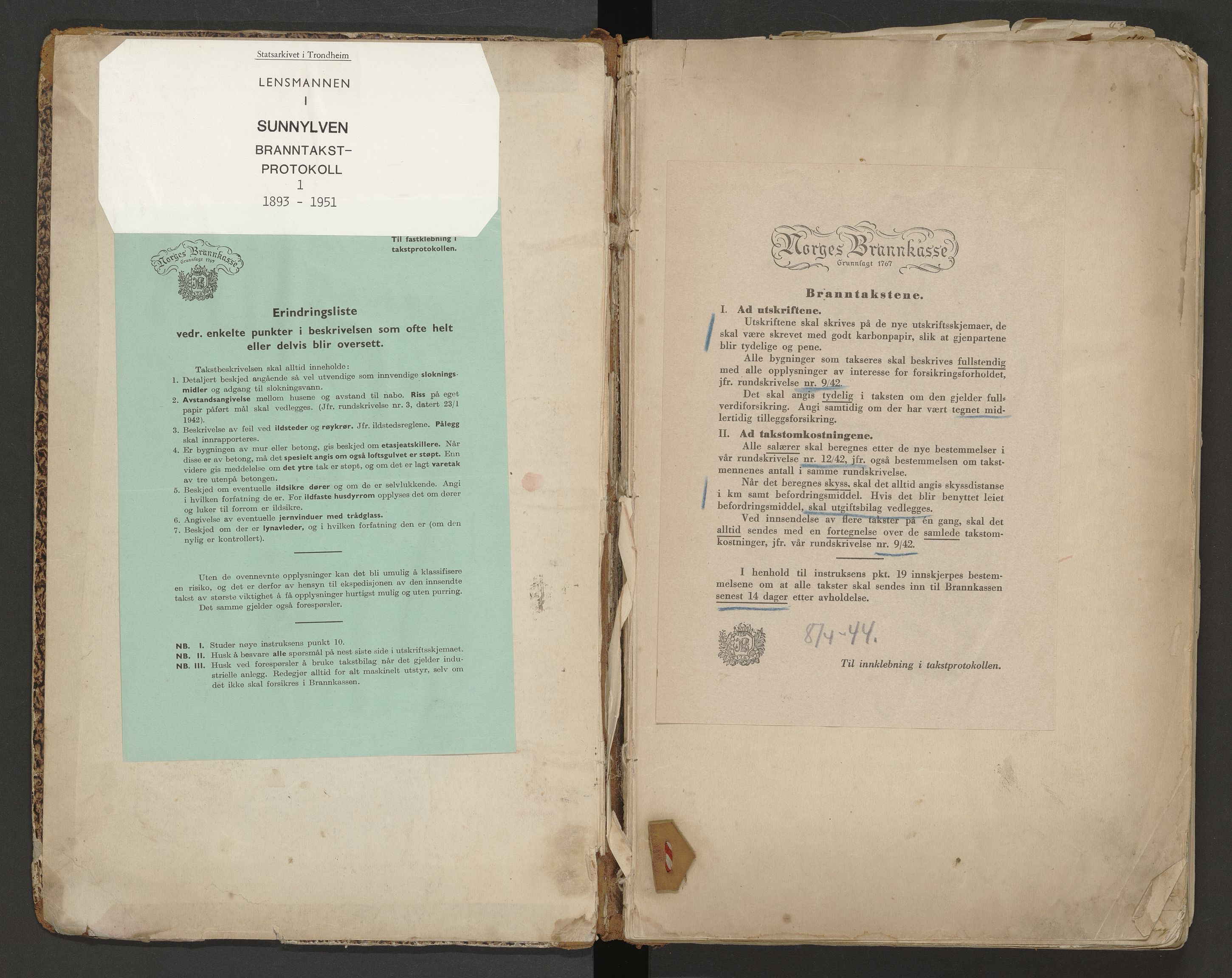 Norges Brannkasse Sunnylven, AV/SAT-A-5491/Fa/L0002: Branntakstprotokoll, 1891-1951