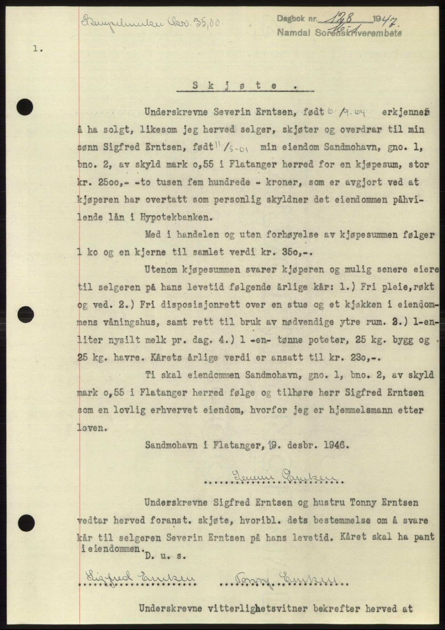 Namdal sorenskriveri, SAT/A-4133/1/2/2C: Pantebok nr. -, 1946-1947, Dagboknr: 128/1947
