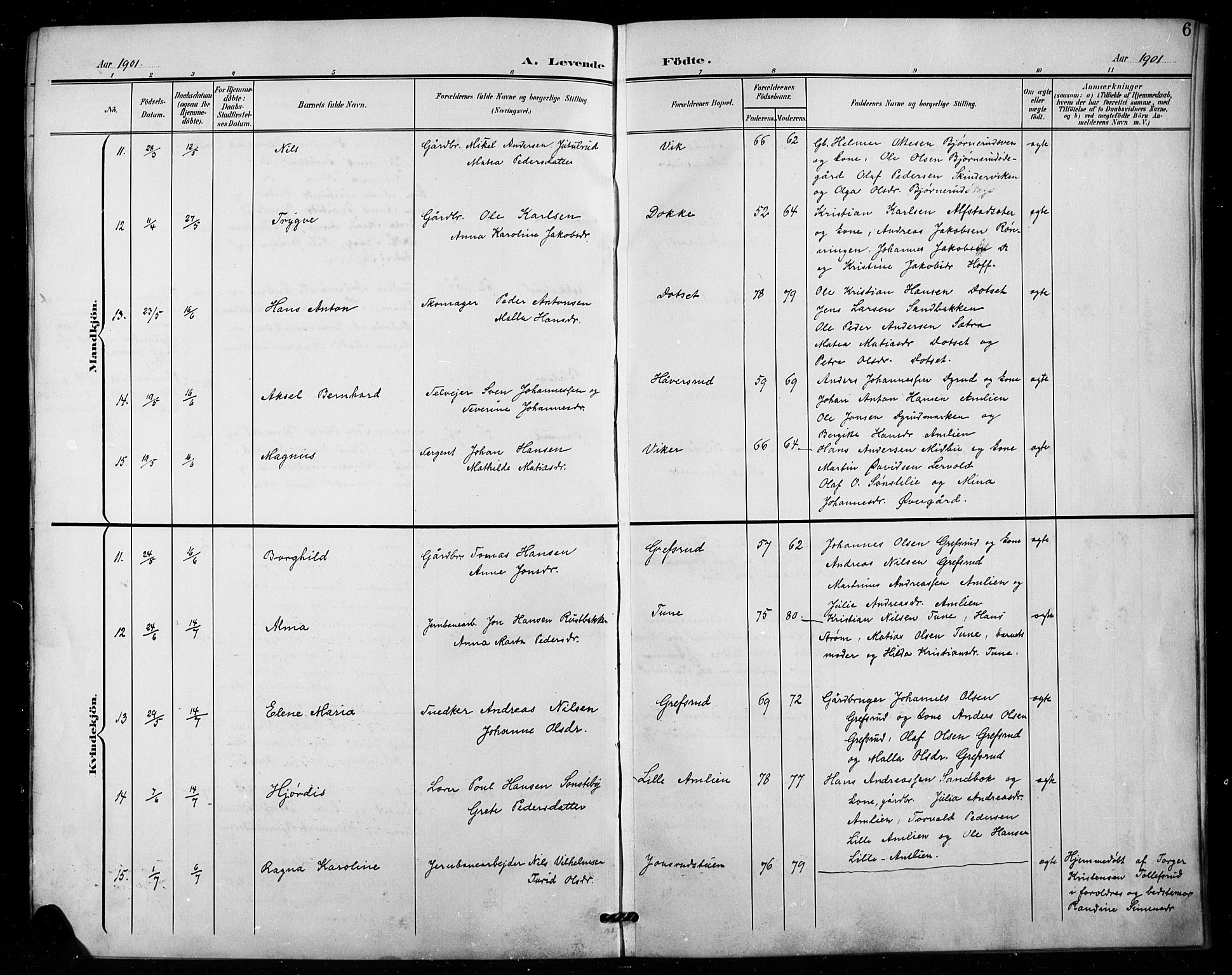 Vestre Toten prestekontor, AV/SAH-PREST-108/H/Ha/Hab/L0016: Klokkerbok nr. 16, 1901-1915, s. 6