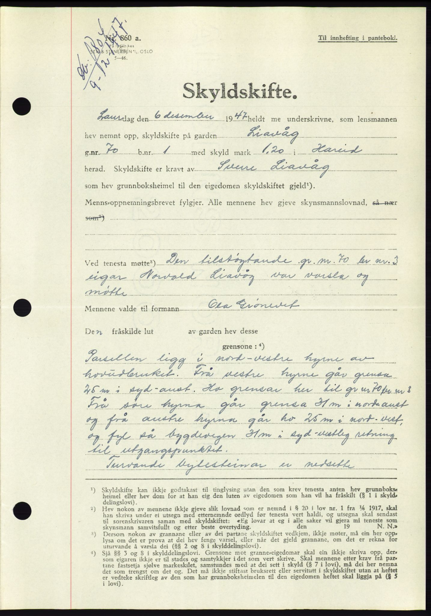 Søre Sunnmøre sorenskriveri, AV/SAT-A-4122/1/2/2C/L0081: Pantebok nr. 7A, 1947-1948, Dagboknr: 1804/1947