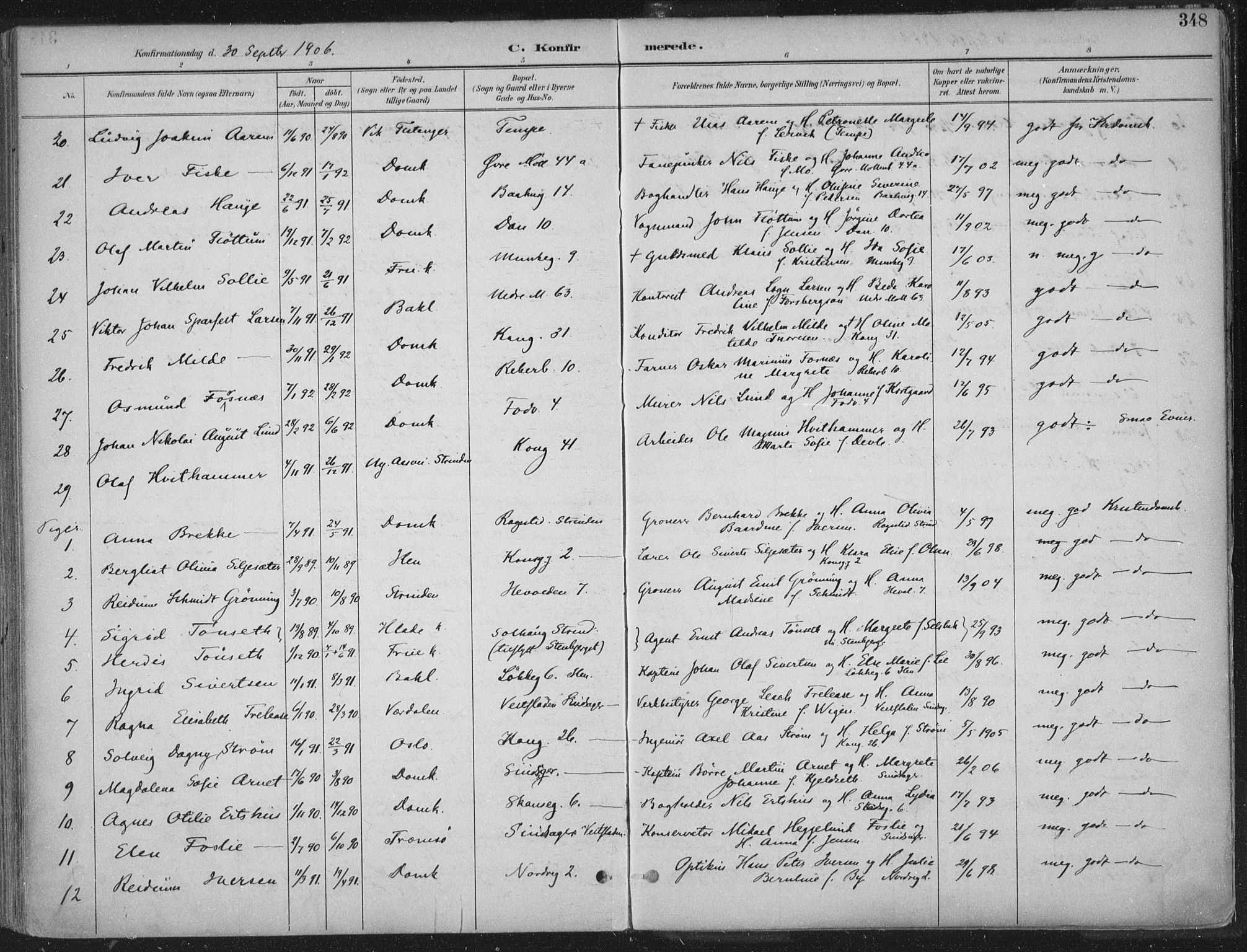 Ministerialprotokoller, klokkerbøker og fødselsregistre - Sør-Trøndelag, SAT/A-1456/601/L0062: Ministerialbok nr. 601A30, 1891-1911, s. 348