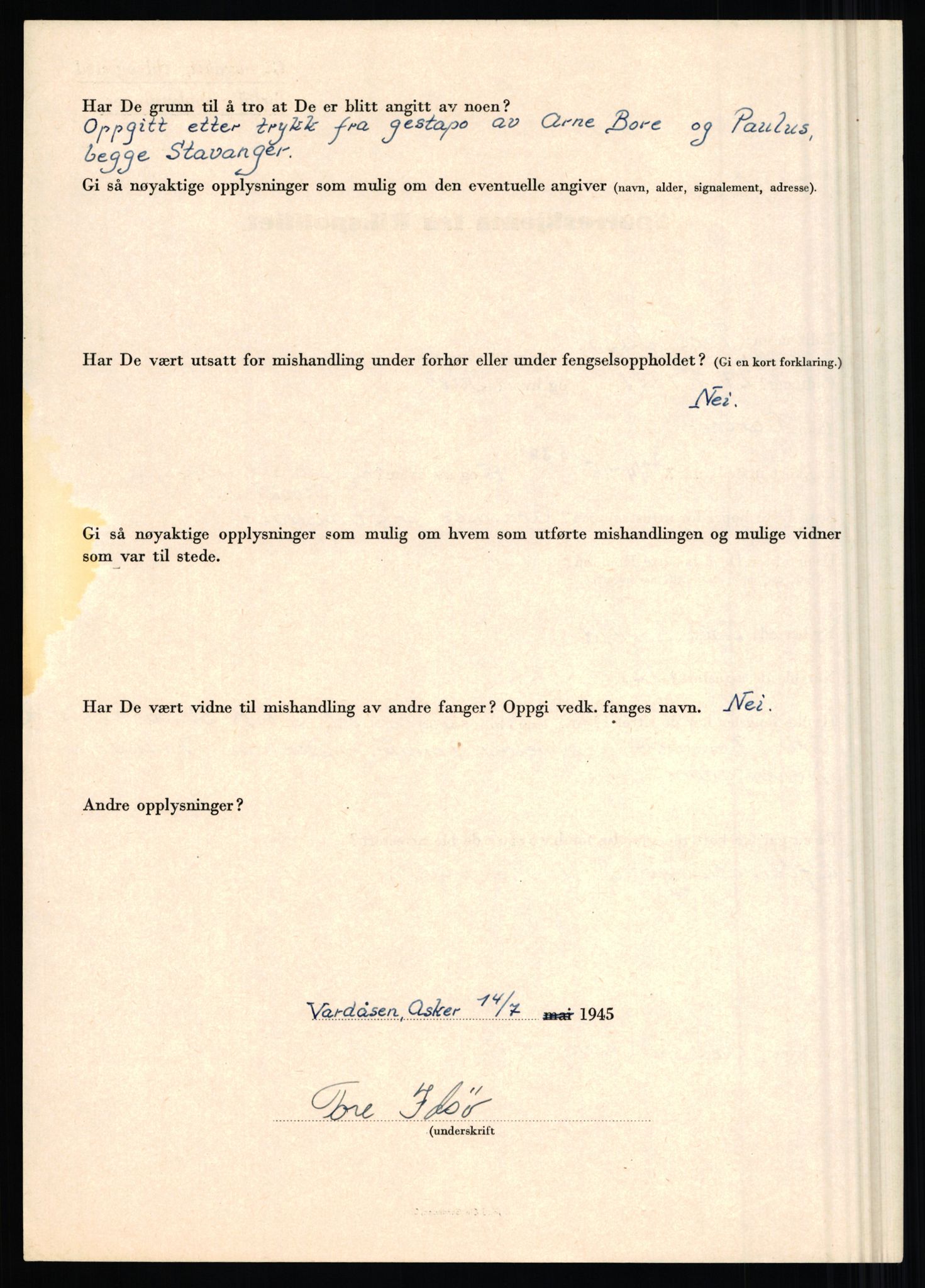 Rikspolitisjefen, AV/RA-S-1560/L/L0007: Heen, Erik C. - Iversen, Trygve, 1940-1945, s. 1078