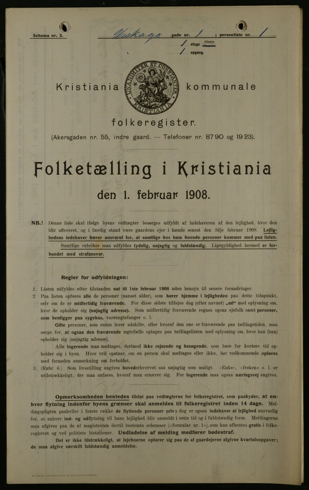 OBA, Kommunal folketelling 1.2.1908 for Kristiania kjøpstad, 1908, s. 2635