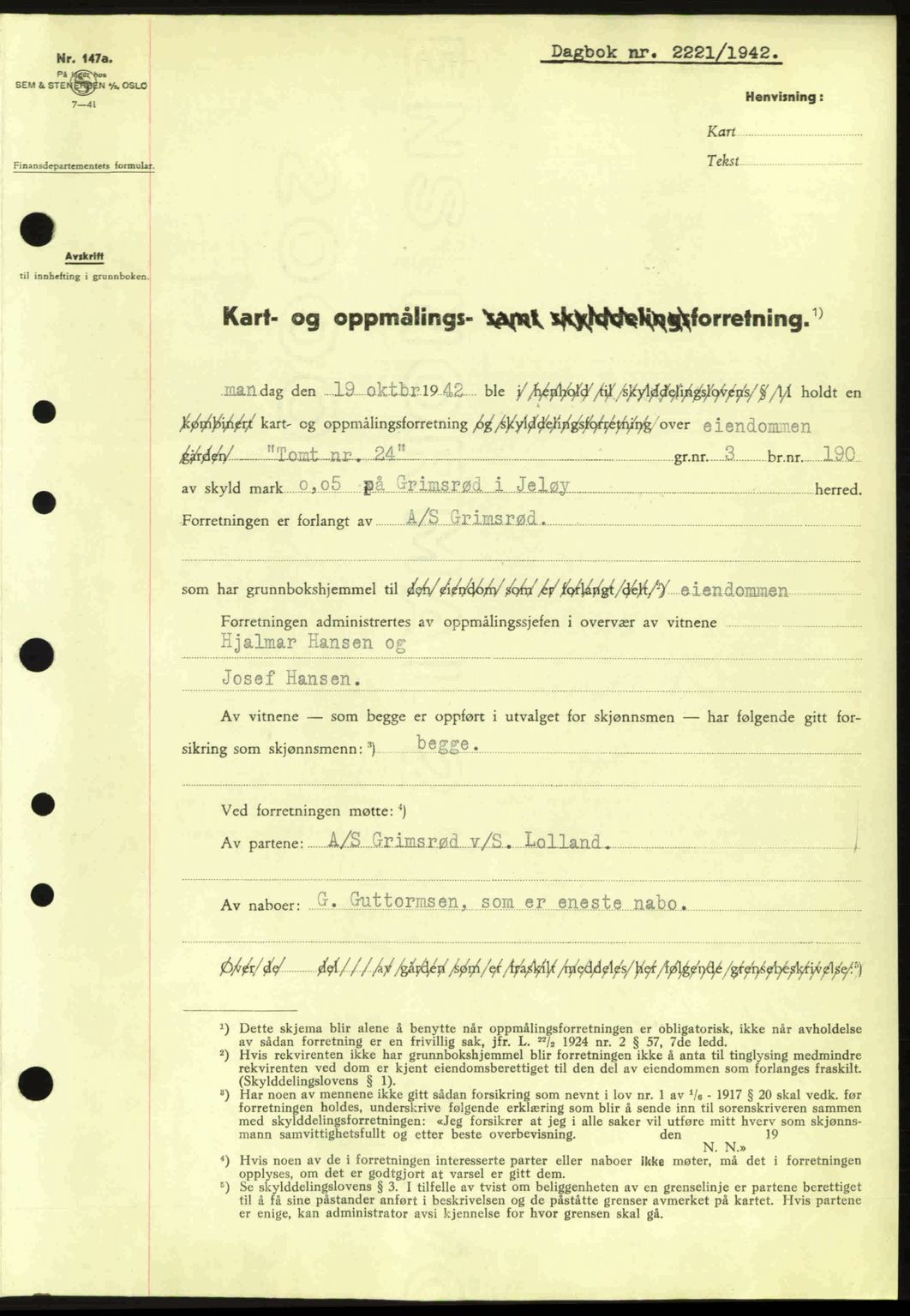 Moss sorenskriveri, SAO/A-10168: Pantebok nr. A10, 1942-1943, Dagboknr: 2221/1942