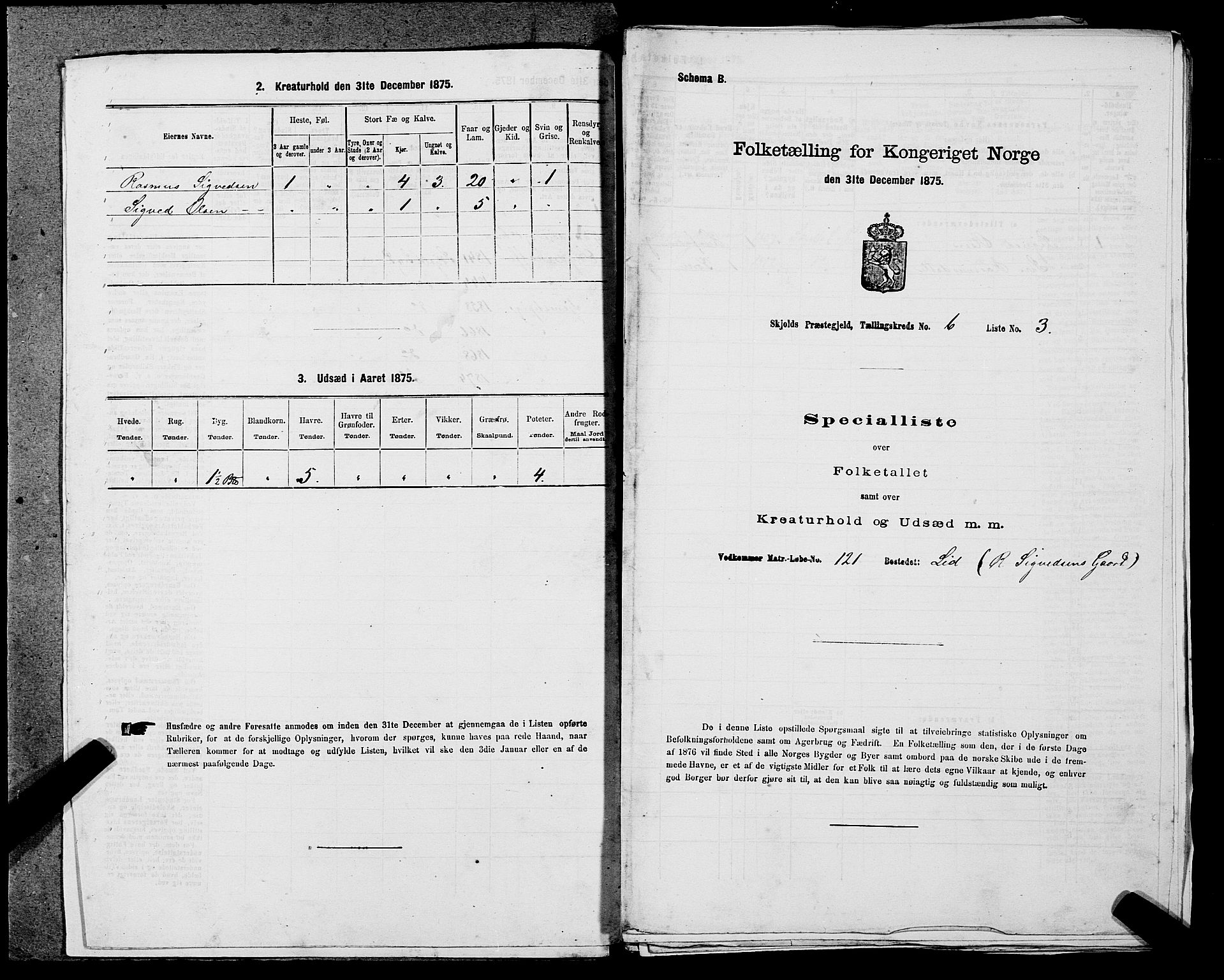 SAST, Folketelling 1875 for 1154P Skjold prestegjeld, 1875, s. 524