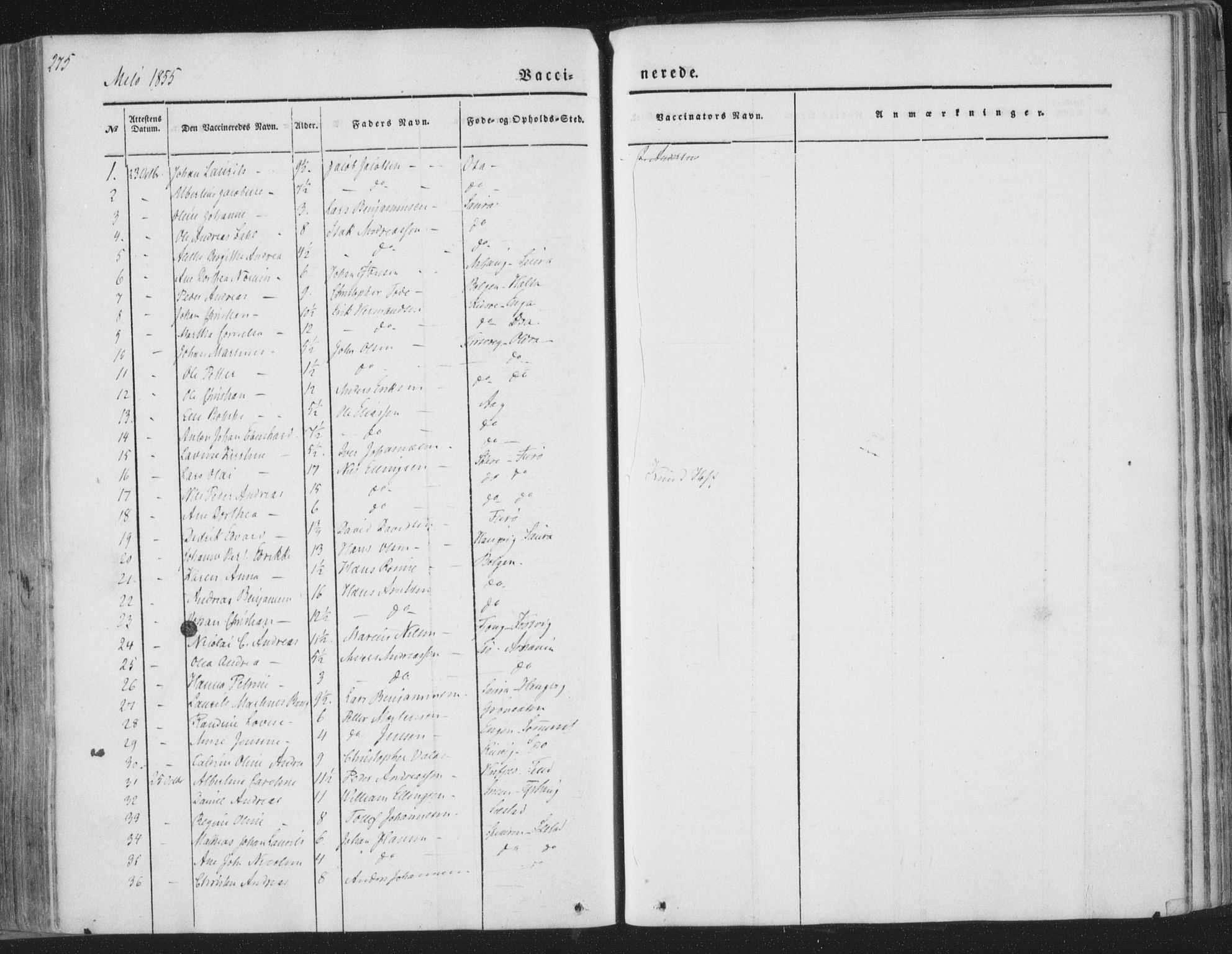 Ministerialprotokoller, klokkerbøker og fødselsregistre - Nordland, AV/SAT-A-1459/841/L0604: Ministerialbok nr. 841A09 /2, 1845-1862, s. 275