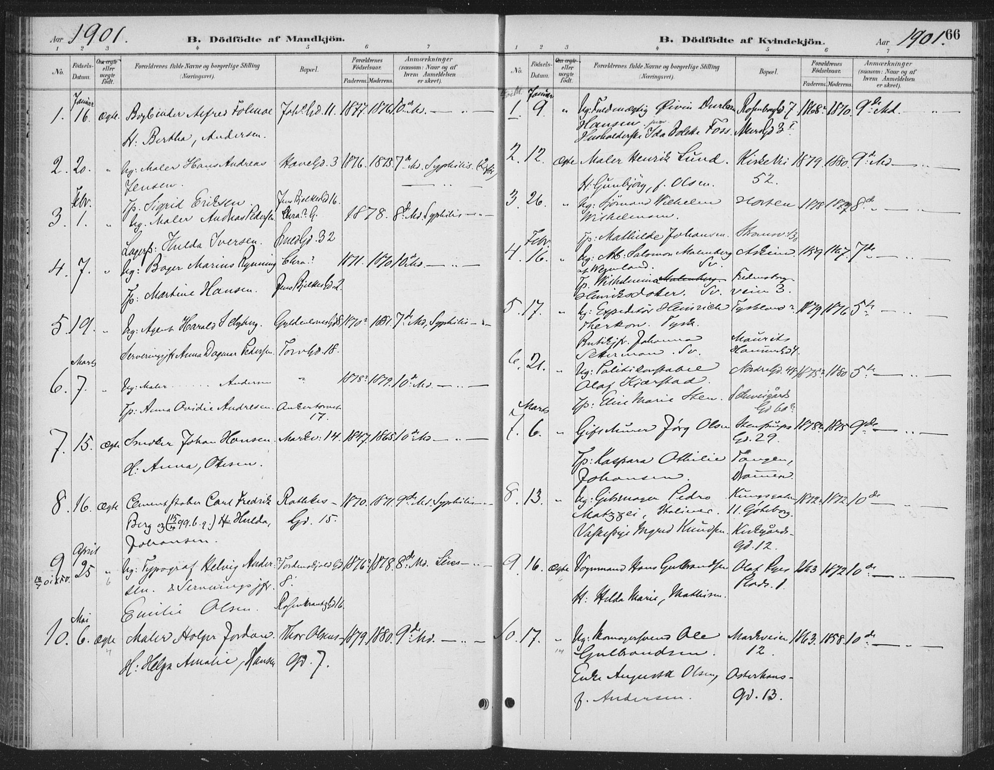 Rikshospitalet prestekontor Kirkebøker, AV/SAO-A-10309b/F/L0010: Ministerialbok nr. 10, 1888-1912, s. 66