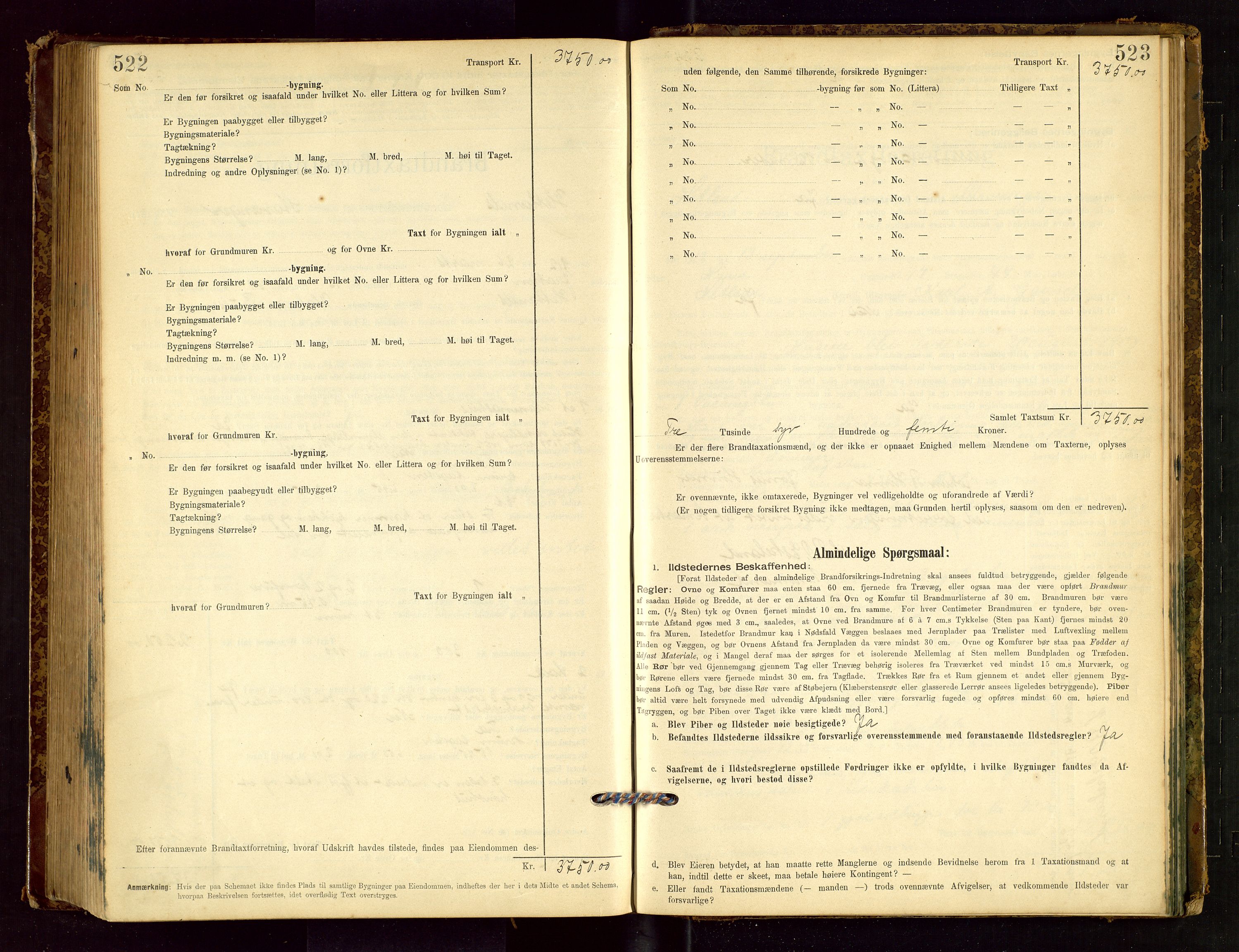 Hetland lensmannskontor, SAST/A-100101/Gob/L0001: "Brandtaxationsprotokol", 1895-1918, s. 522-523