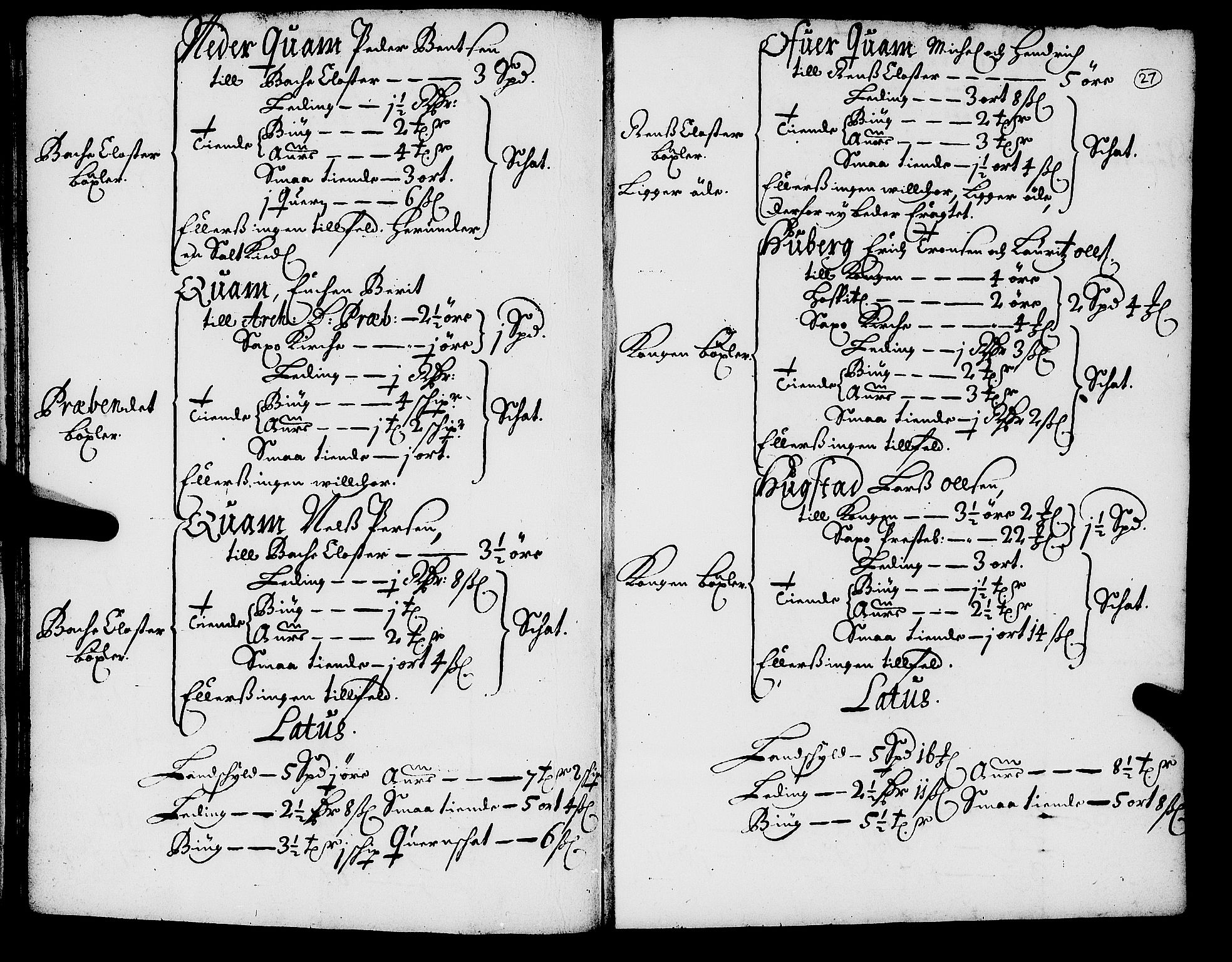 Rentekammeret inntil 1814, Realistisk ordnet avdeling, RA/EA-4070/N/Nb/Nba/L0055: Inderøy len, 1668, s. 26b-27a