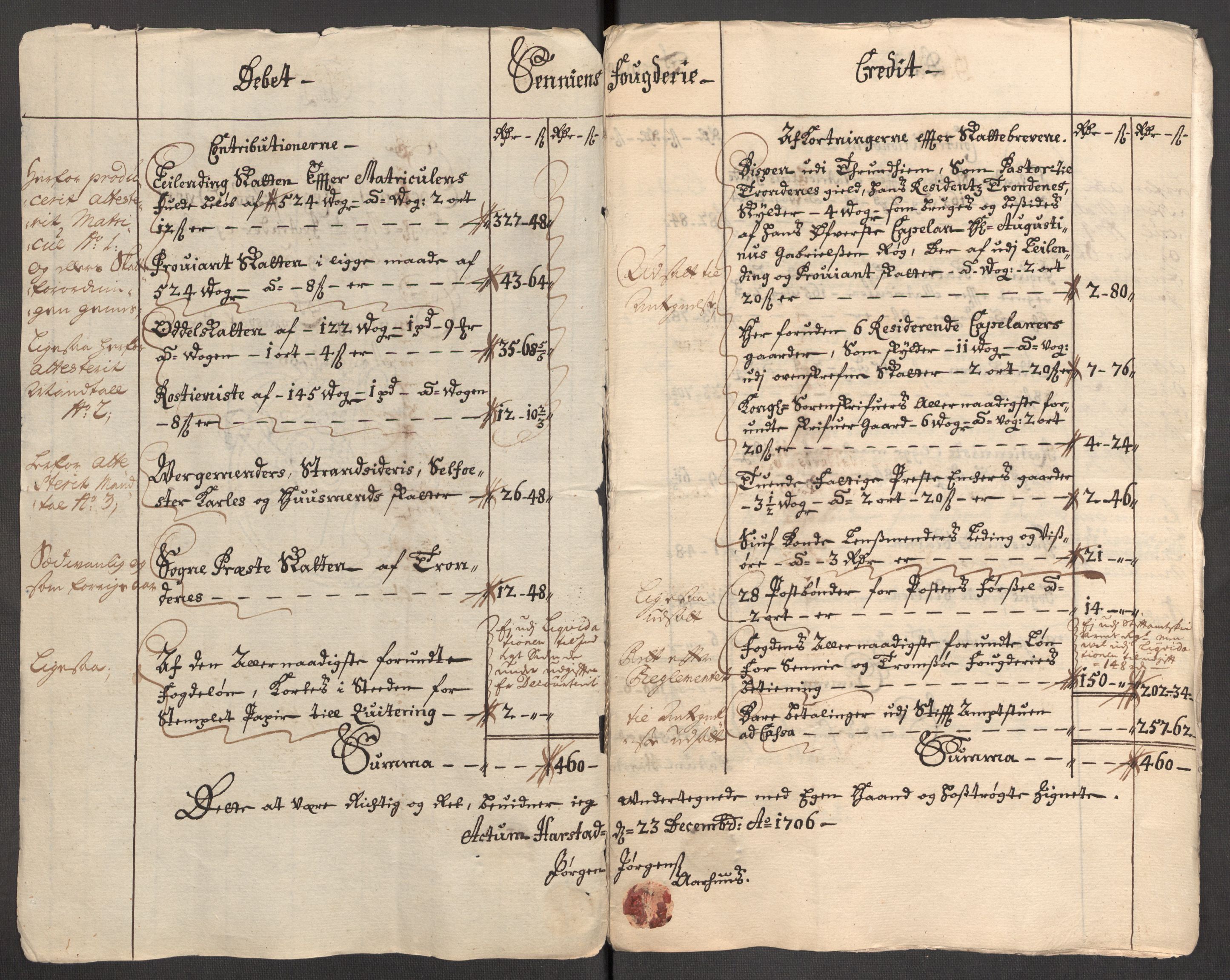 Rentekammeret inntil 1814, Reviderte regnskaper, Fogderegnskap, AV/RA-EA-4092/R68/L4756: Fogderegnskap Senja og Troms, 1705-1707, s. 84