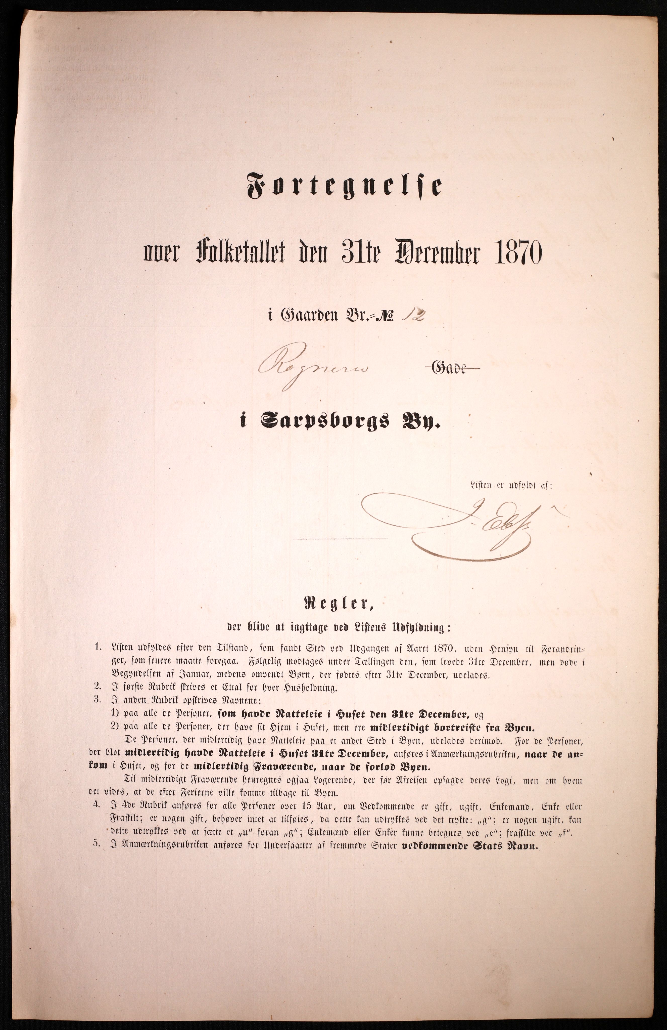 RA, Folketelling 1870 for 0102 Sarpsborg kjøpstad, 1870, s. 391