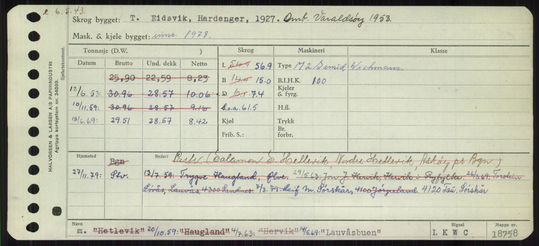 Sjøfartsdirektoratet med forløpere, Skipsmålingen, RA/S-1627/H/Ha/L0003/0002: Fartøy, Hilm-Mar / Fartøy, Kom-Mar, s. 345