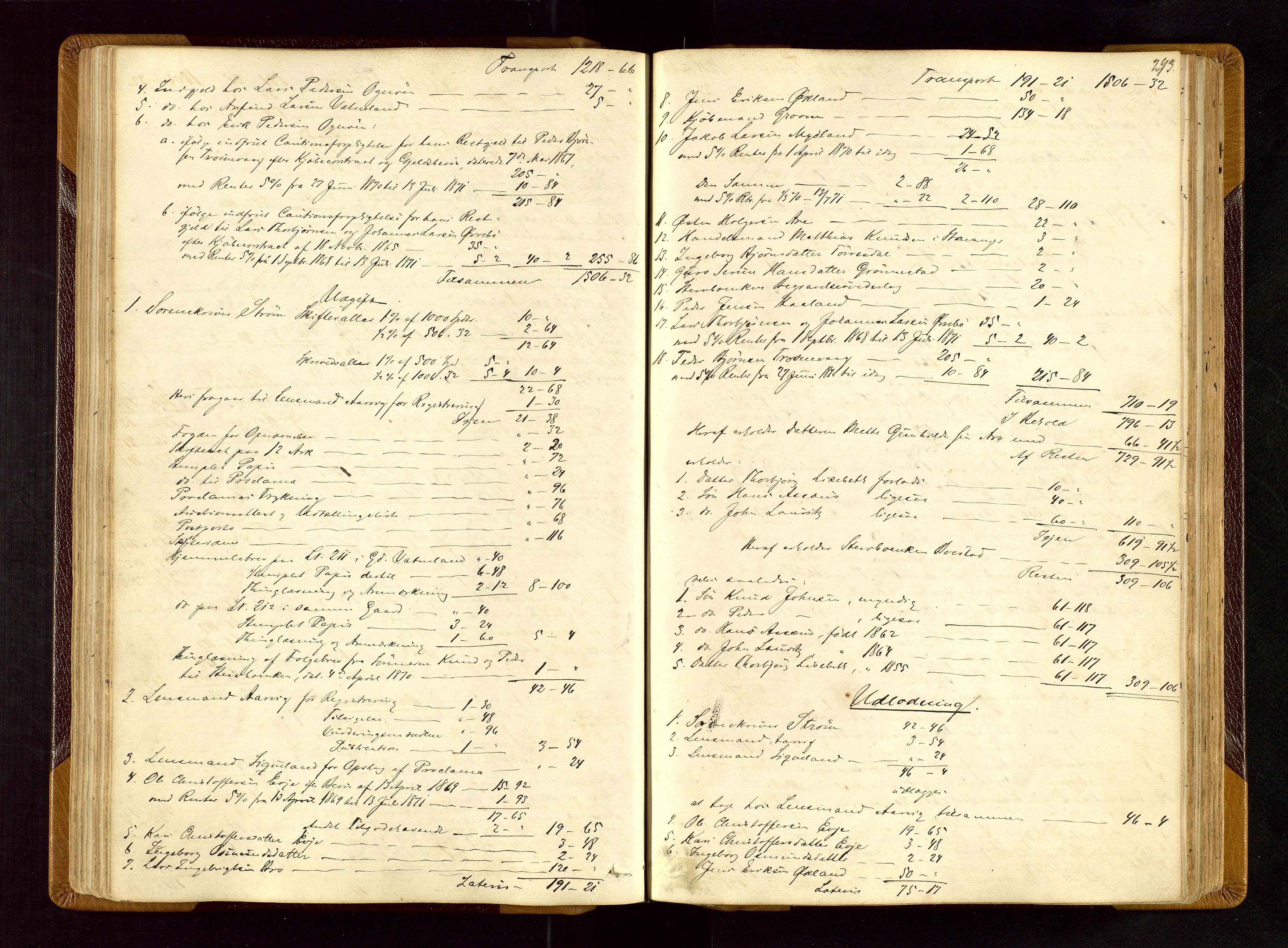 Karmsund sorenskriveri, AV/SAST-A-100311/01/IV/IVDBA/L0004: SKIFTEPROTOKOLL TORVESTAD, TYSVÆR, 1868-1877, s. 292b-293a