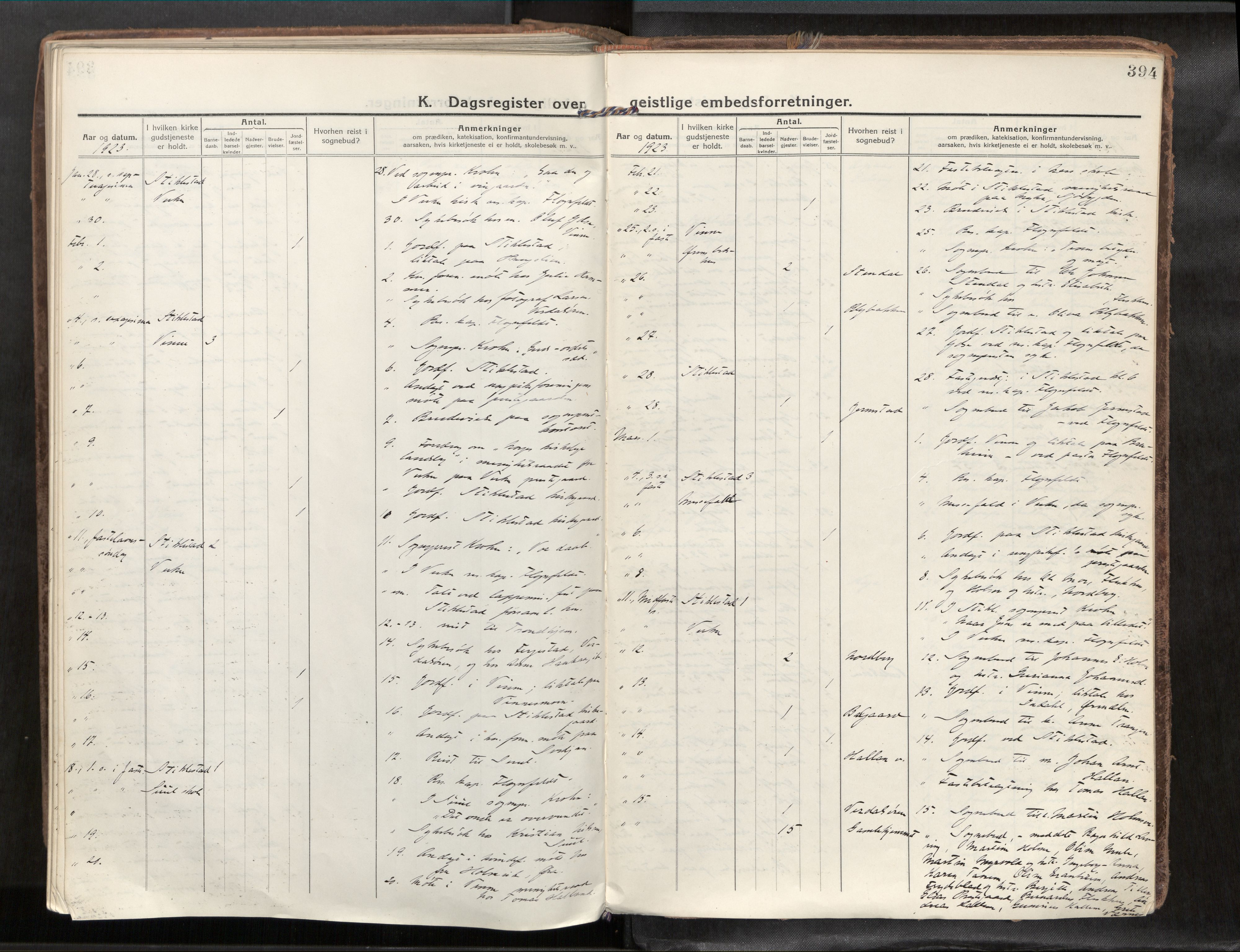 Verdal sokneprestkontor, AV/SAT-A-1156/2/H/Haa/L0001: Ministerialbok nr. 1, 1917-1932, s. 394