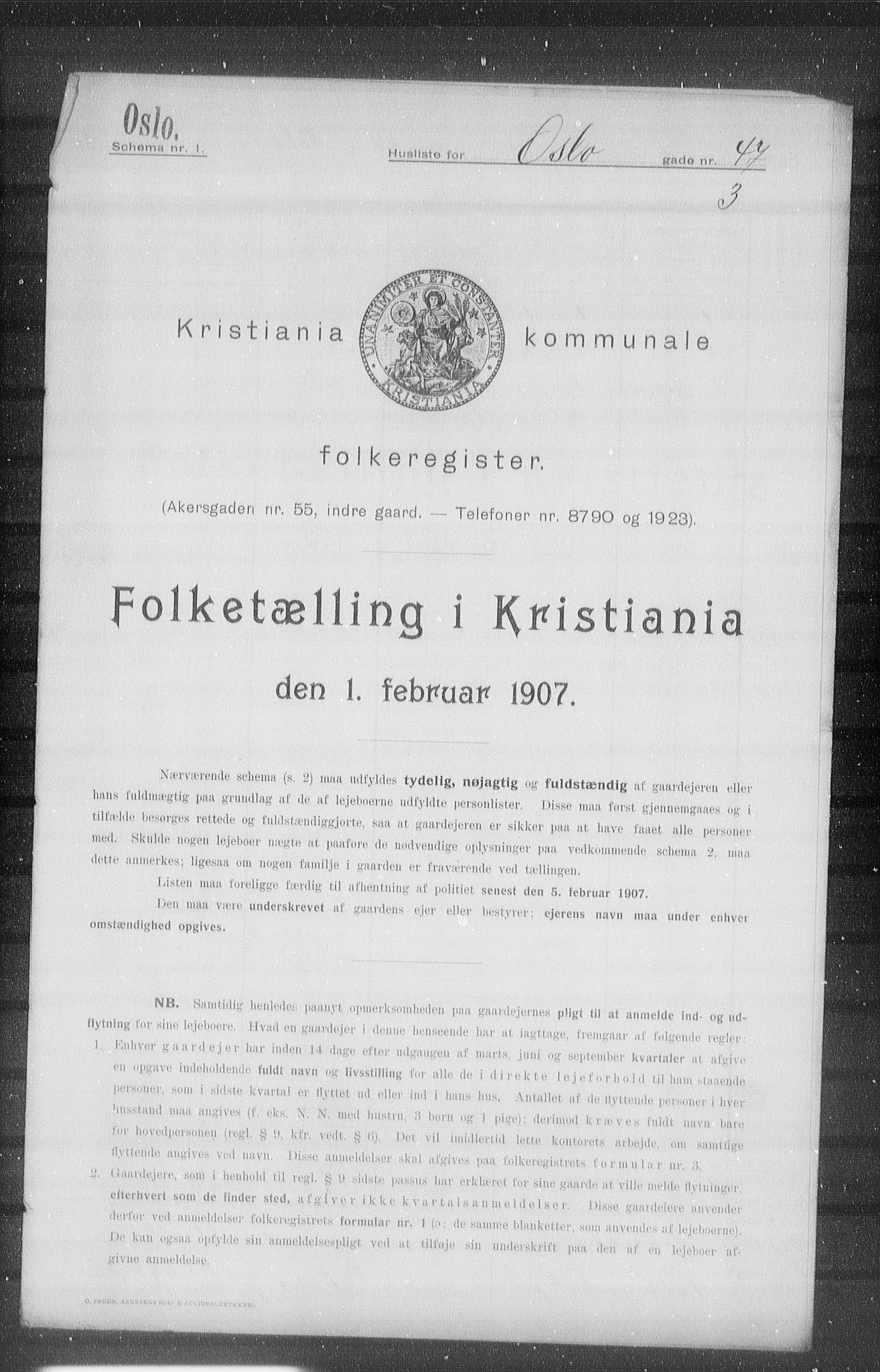 OBA, Kommunal folketelling 1.2.1907 for Kristiania kjøpstad, 1907, s. 39599