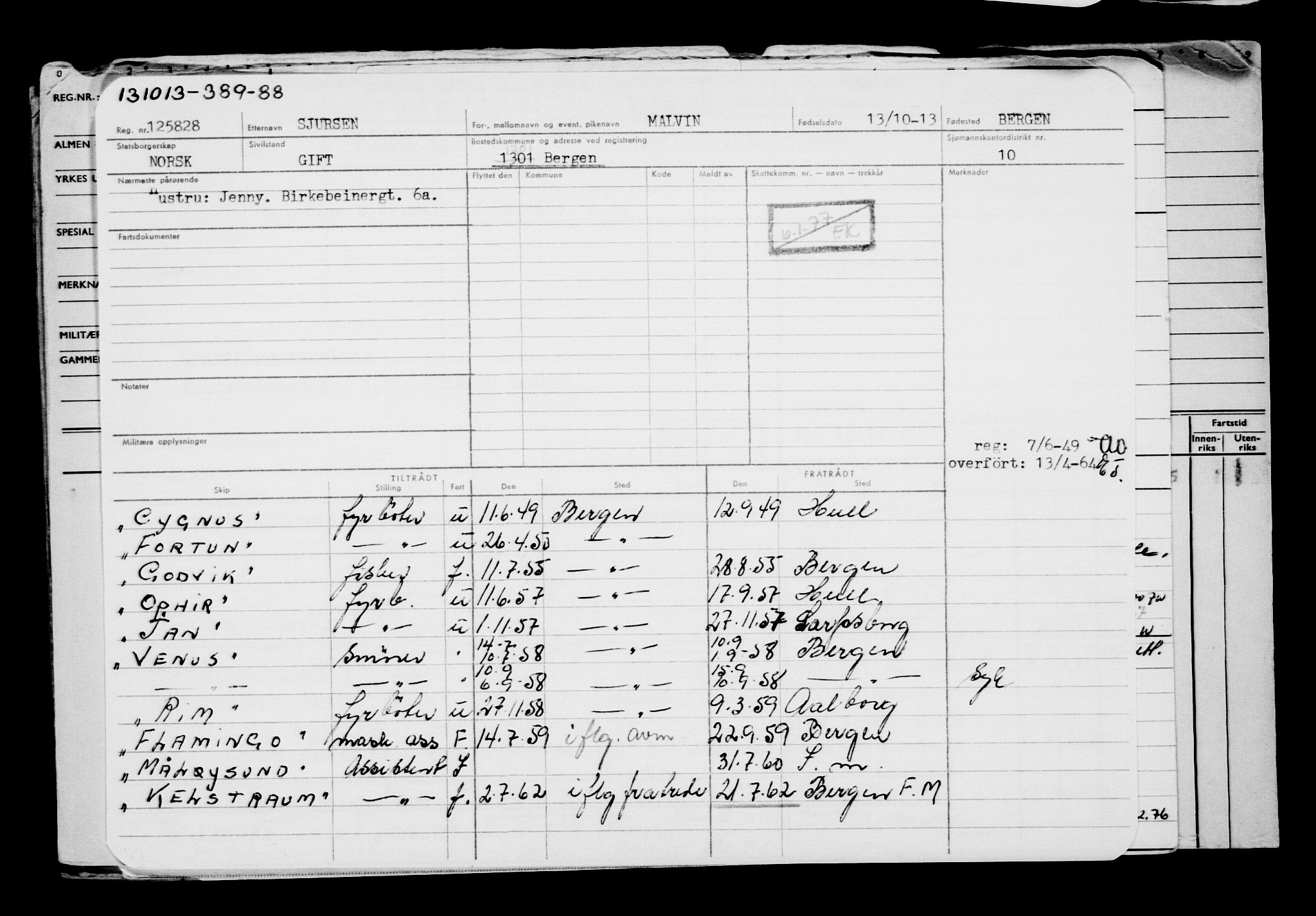 Direktoratet for sjømenn, AV/RA-S-3545/G/Gb/L0116: Hovedkort, 1913, s. 50