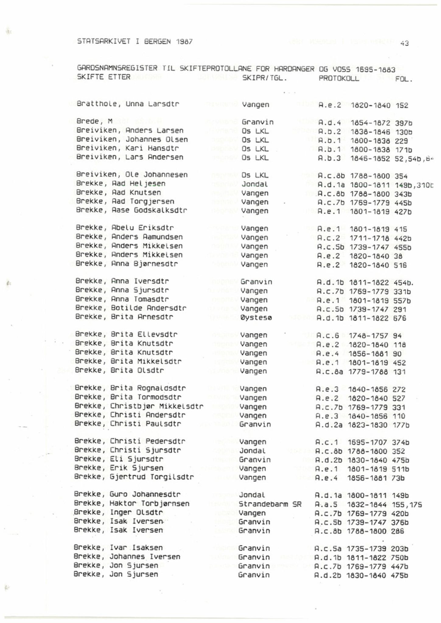 Hardanger og Voss sorenskriveri, AV/SAB-A-2501/4, 1695-1883, s. 1043