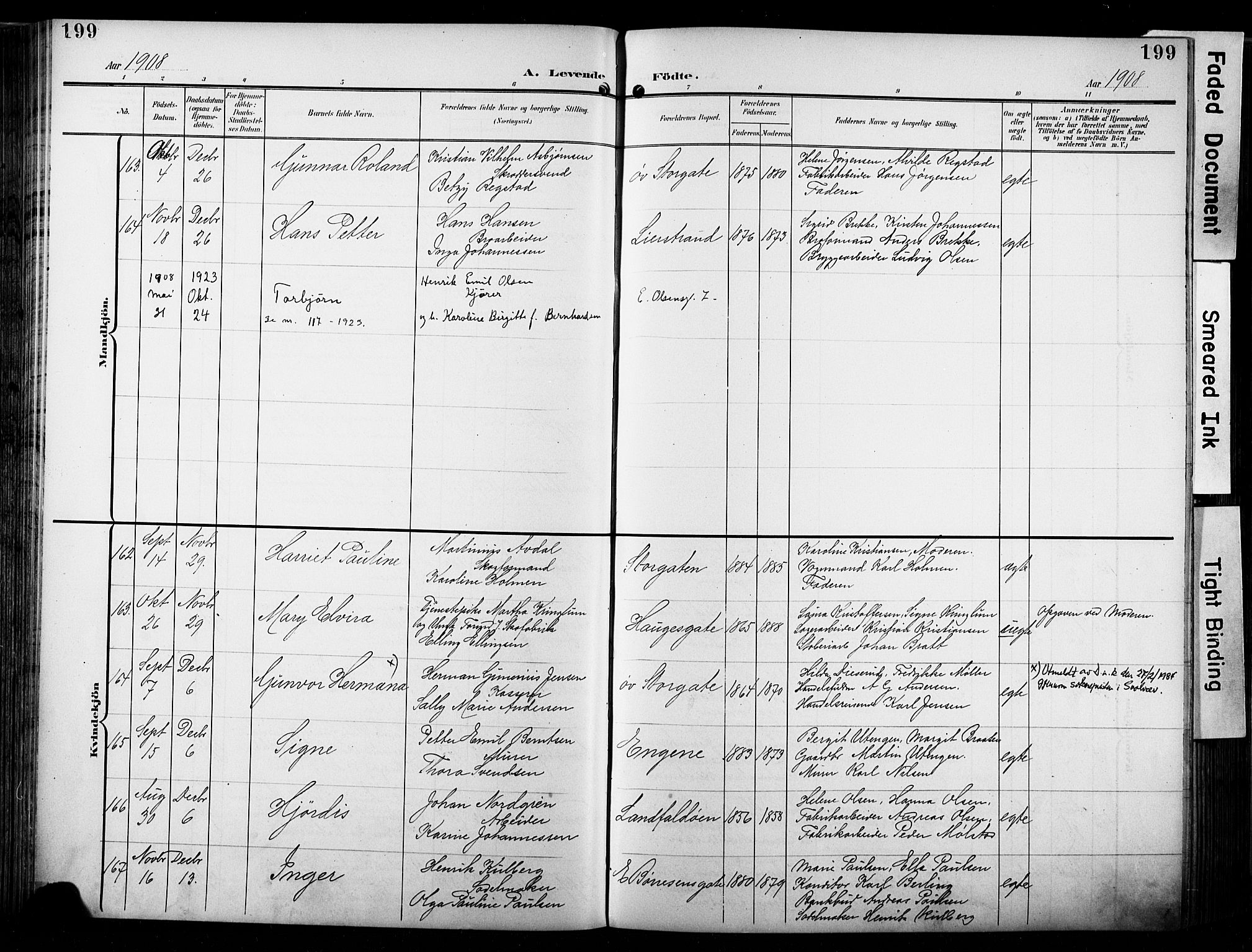 Bragernes kirkebøker, AV/SAKO-A-6/F/Fb/L0009: Ministerialbok nr. II 9, 1902-1911, s. 199