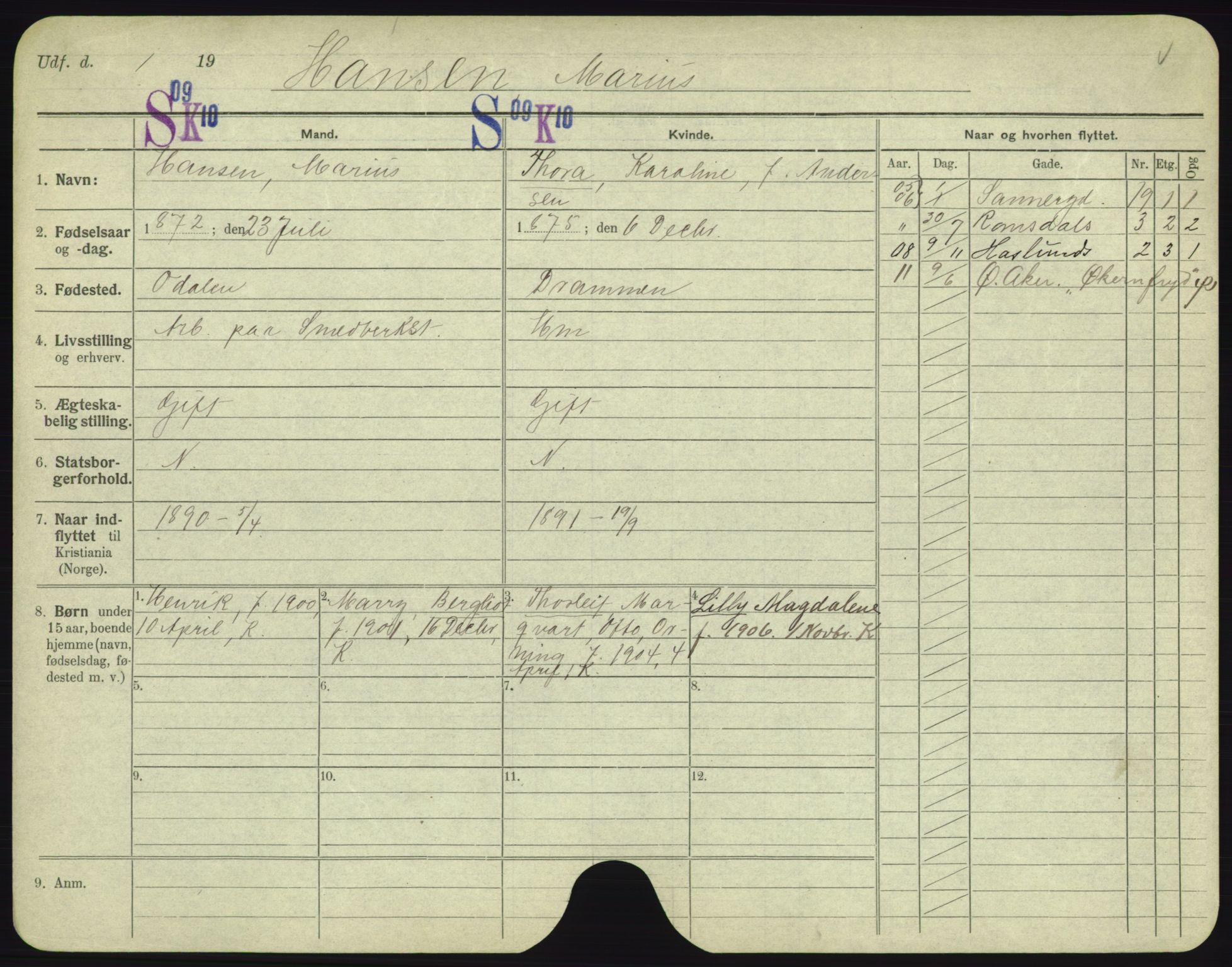 Oslo folkeregister, Registerkort, SAO/A-11715/F/Fa/Fac/L0004: Menn, 1906-1914, s. 251a