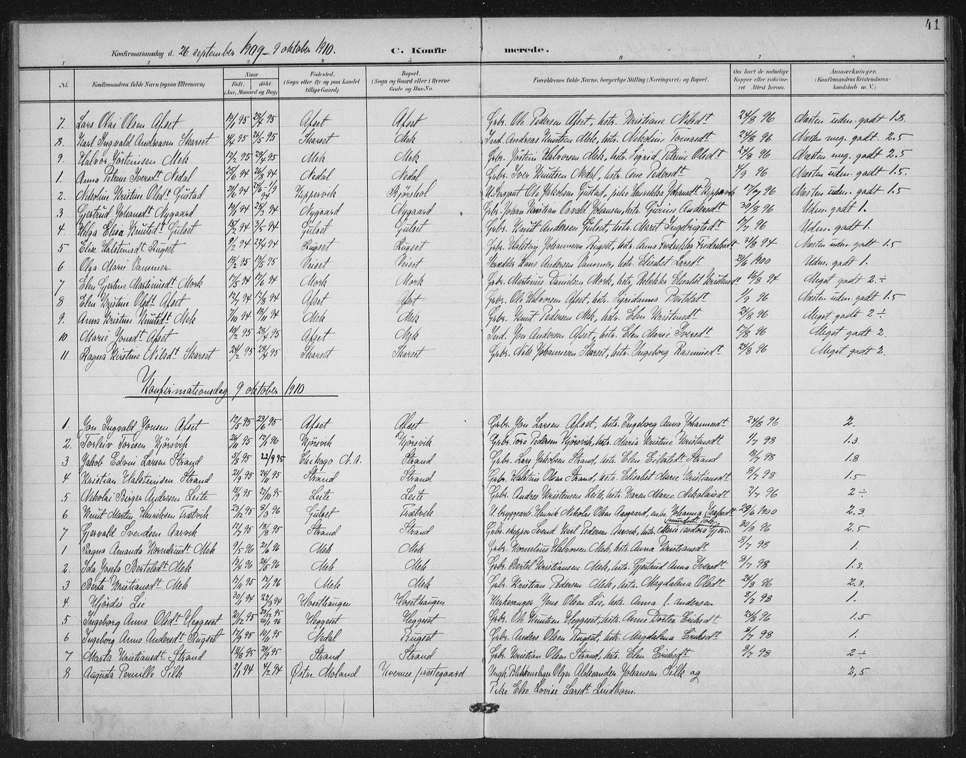 Ministerialprotokoller, klokkerbøker og fødselsregistre - Møre og Romsdal, AV/SAT-A-1454/568/L0810: Ministerialbok nr. 568A14, 1901-1915, s. 41