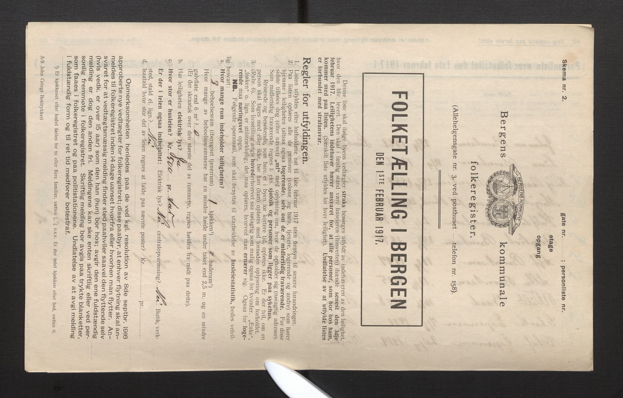 SAB, Kommunal folketelling 1917 for Bergen kjøpstad, 1917, s. 2374