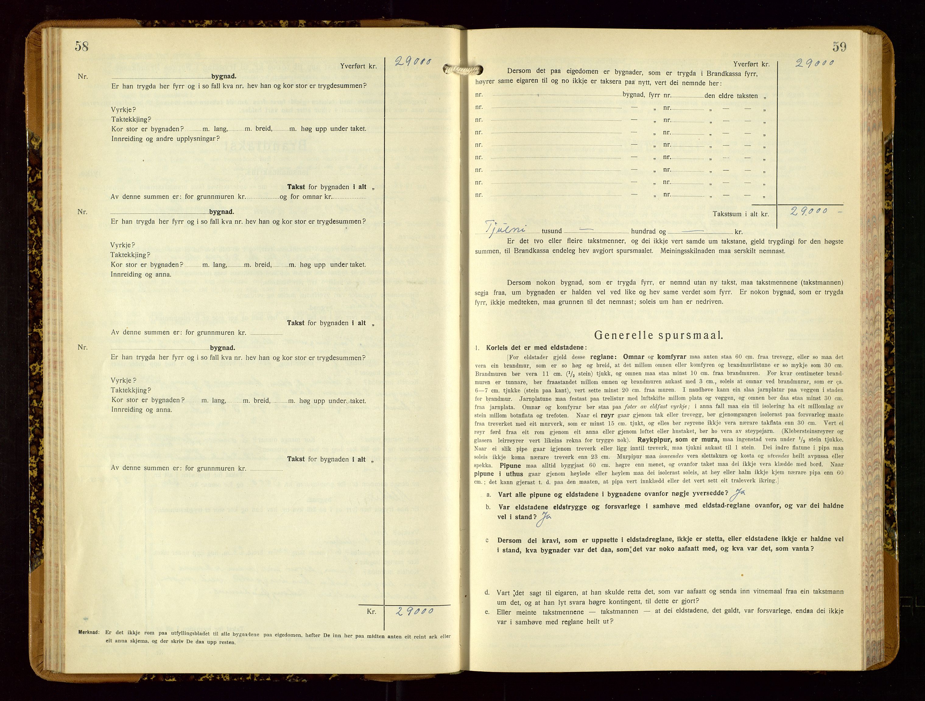 Suldal lensmannskontor, AV/SAST-A-100419/Gob/L0003: Branntakstprotokoll, 1924-1955, s. 58-59