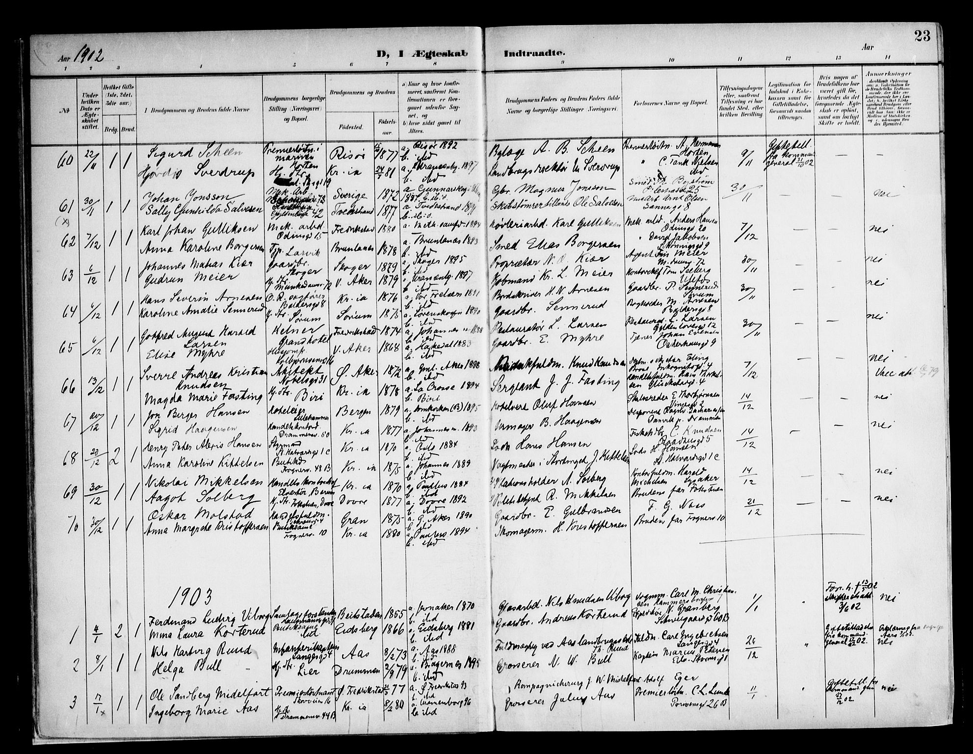 Frogner prestekontor Kirkebøker, AV/SAO-A-10886/F/Fa/L0003: Ministerialbok nr. 3, 1898-1917, s. 23