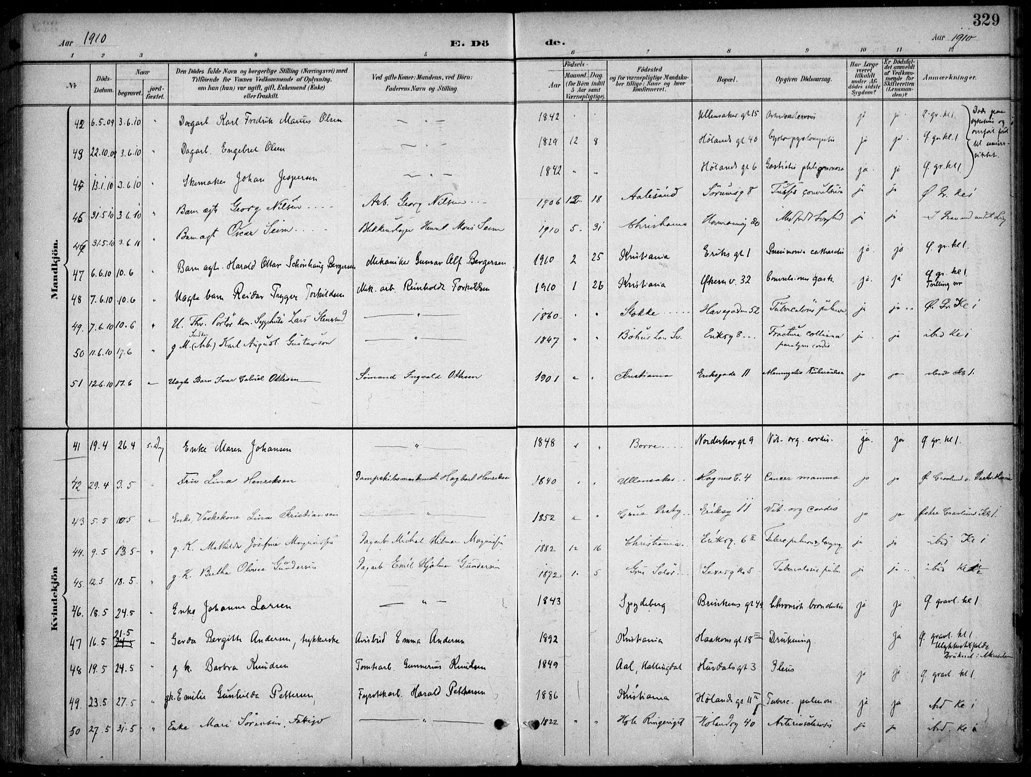Kampen prestekontor Kirkebøker, AV/SAO-A-10853/F/Fa/L0009: Ministerialbok nr. I 9, 1899-1911, s. 329