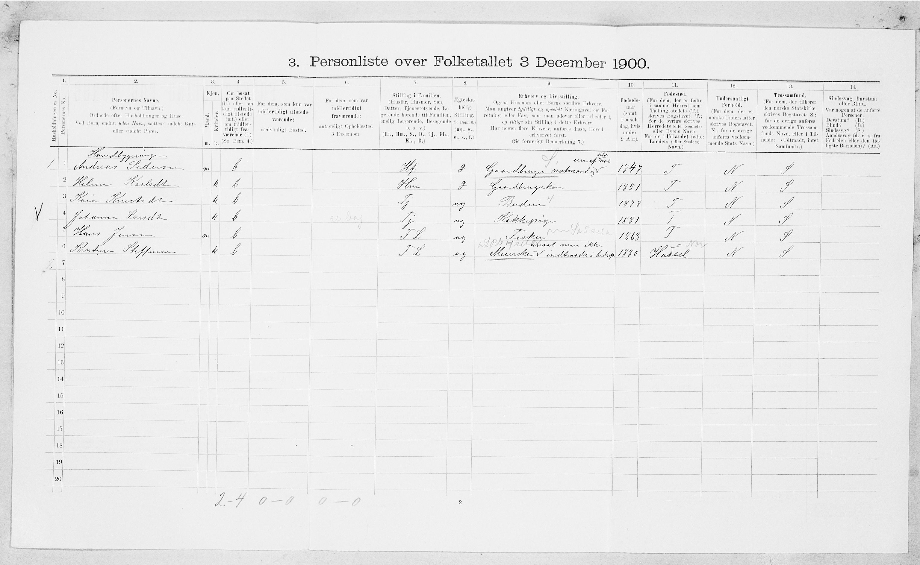 SAT, Folketelling 1900 for 1843 Bodin herred, 1900, s. 217