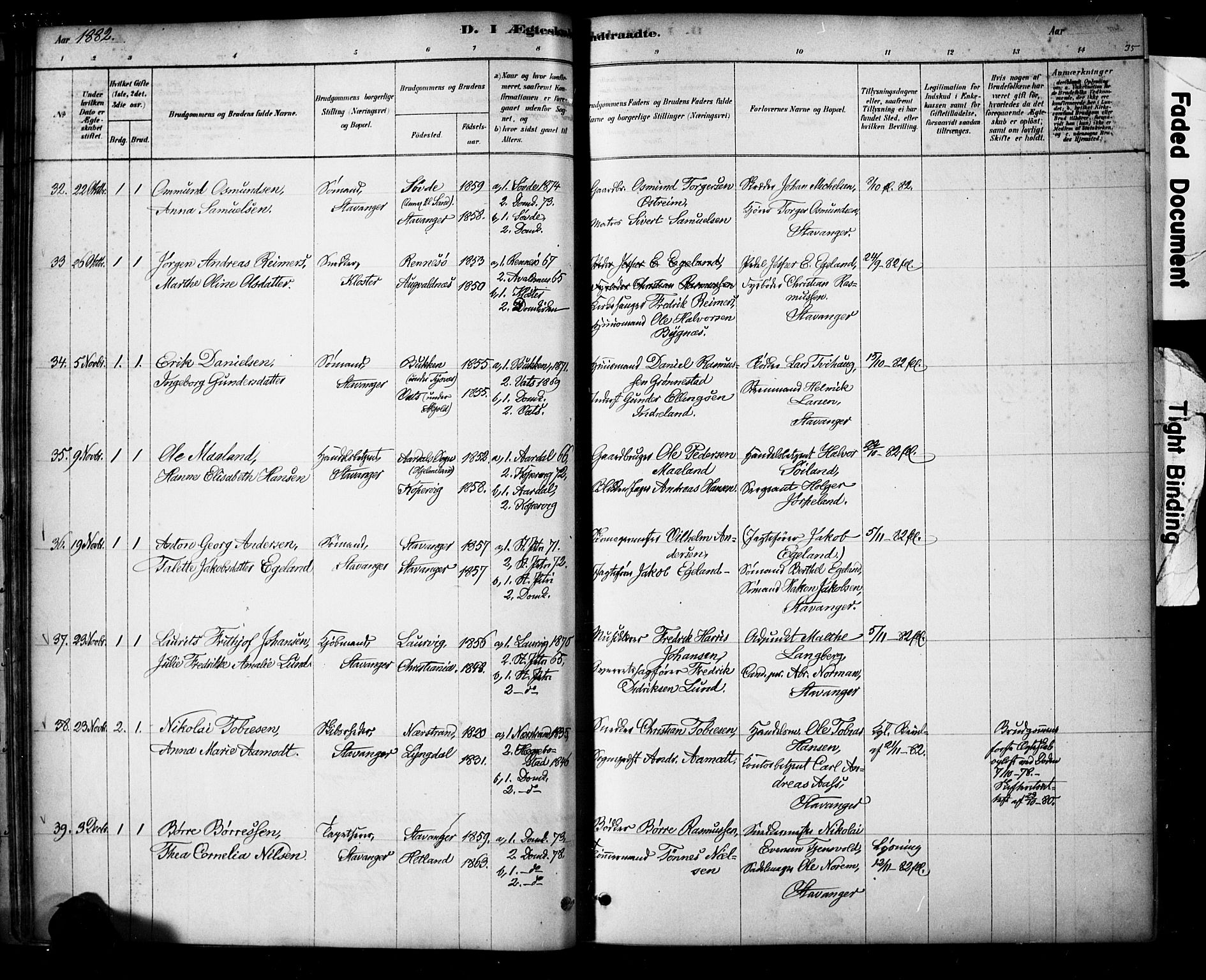 Domkirken sokneprestkontor, AV/SAST-A-101812/001/30/30BA/L0029: Ministerialbok nr. A 28, 1878-1904, s. 35