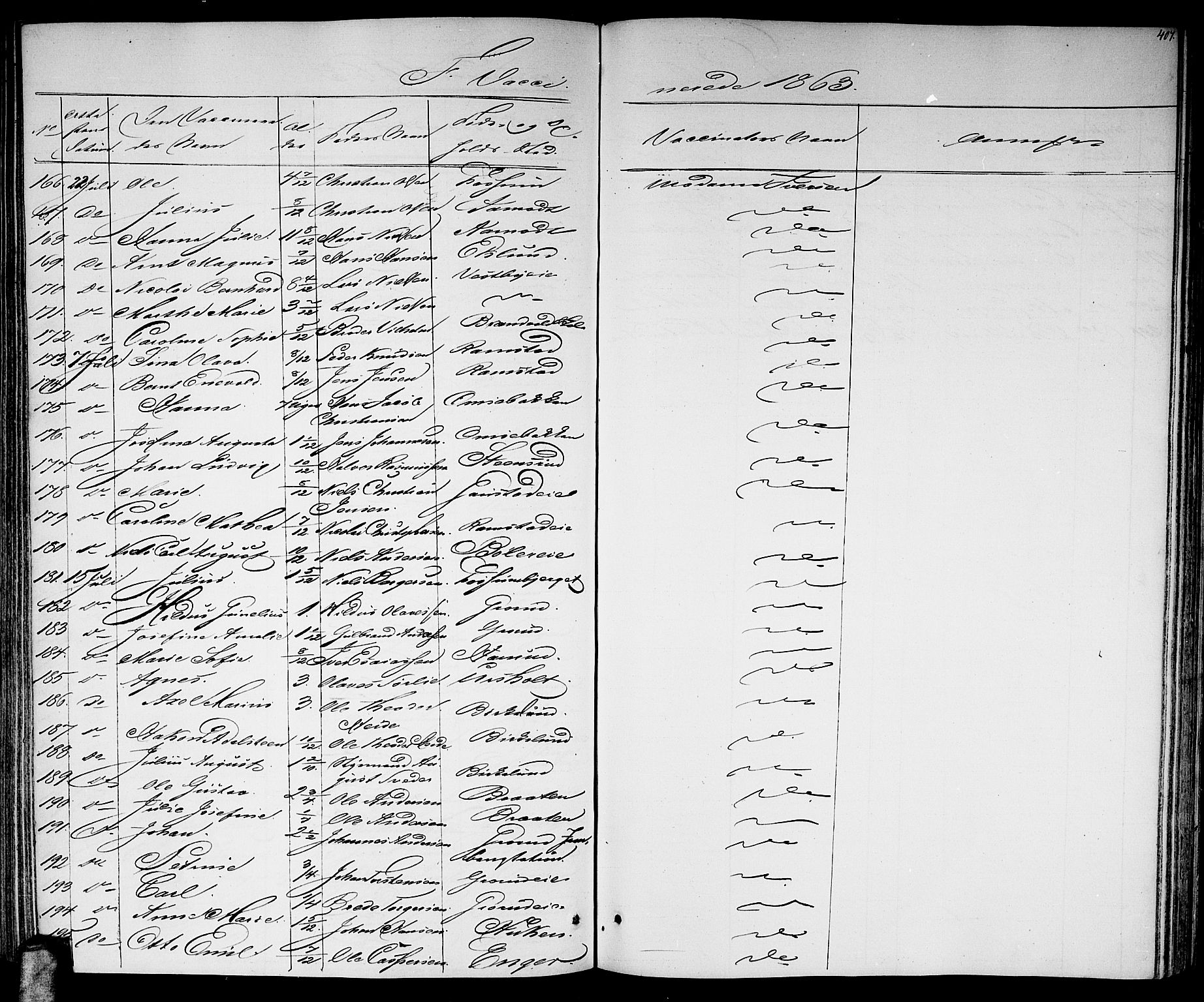 Skedsmo prestekontor Kirkebøker, AV/SAO-A-10033a/G/Ga/L0002: Klokkerbok nr. I 2, 1855-1872, s. 407