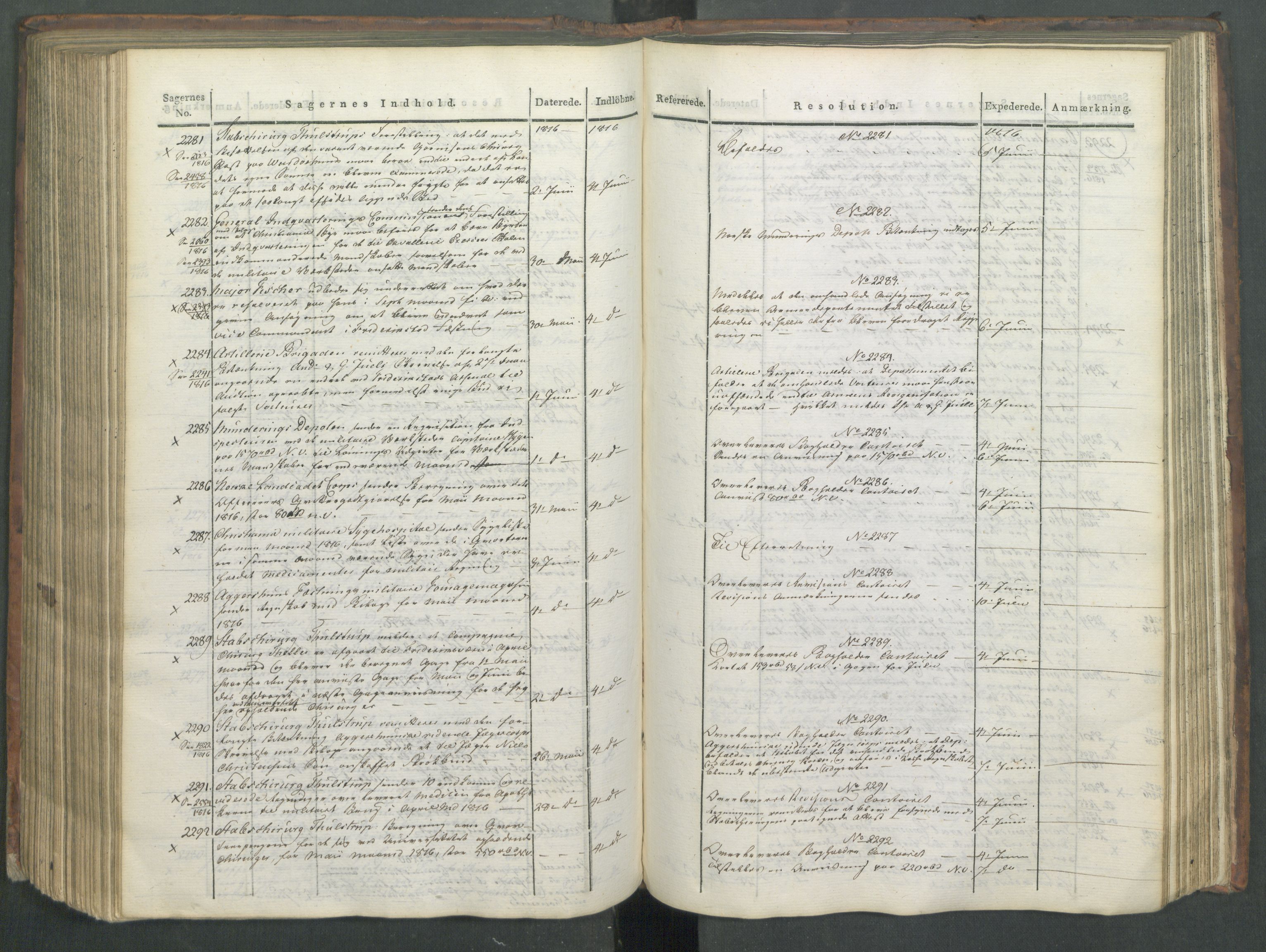 Armédepartementet, AV/RA-RAFA-3493/C/Ca/L0008: 6. Departements Journal, 1816