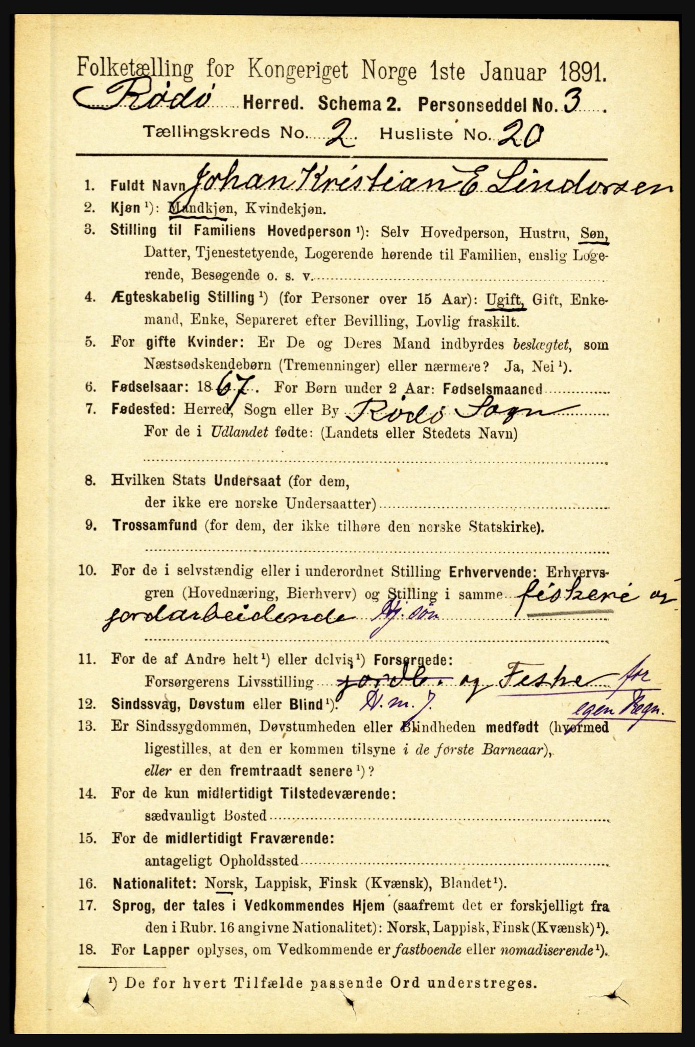 RA, Folketelling 1891 for 1836 Rødøy herred, 1891, s. 340