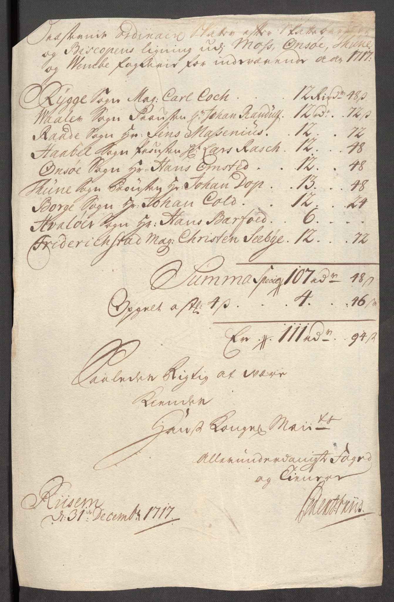 Rentekammeret inntil 1814, Reviderte regnskaper, Fogderegnskap, AV/RA-EA-4092/R04/L0141: Fogderegnskap Moss, Onsøy, Tune, Veme og Åbygge, 1717, s. 48