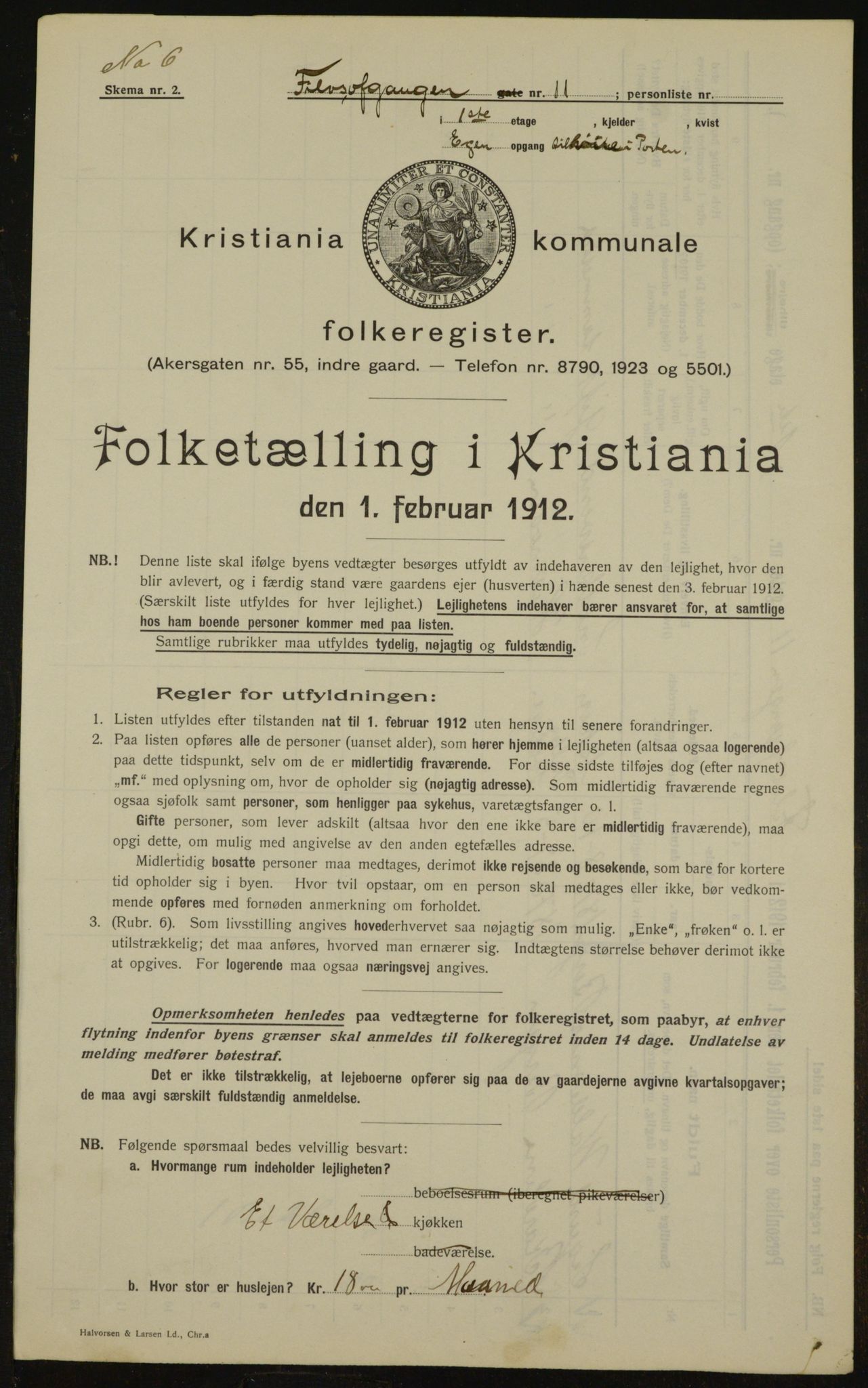 OBA, Kommunal folketelling 1.2.1912 for Kristiania, 1912, s. 24256